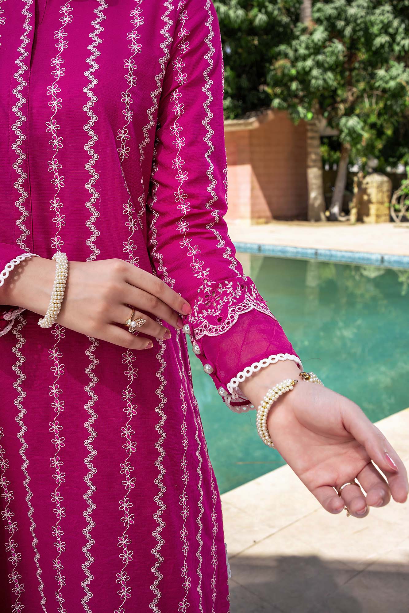 NUSF3275 Schiffli Embroidered Lawn Suit - Unstitched 3Pc