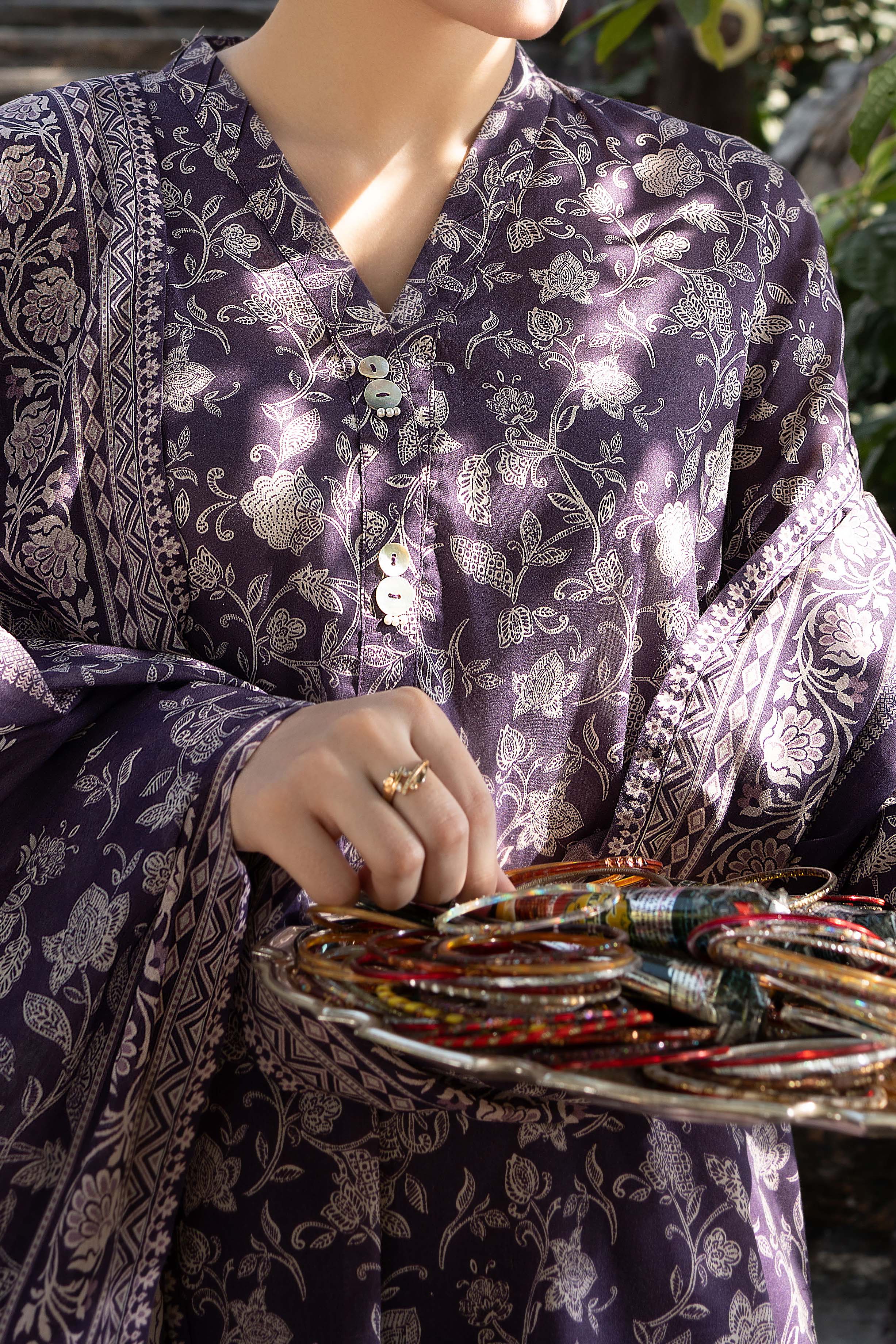NUSL3219 Printed Cambric Suit - Unstitched 3Pc