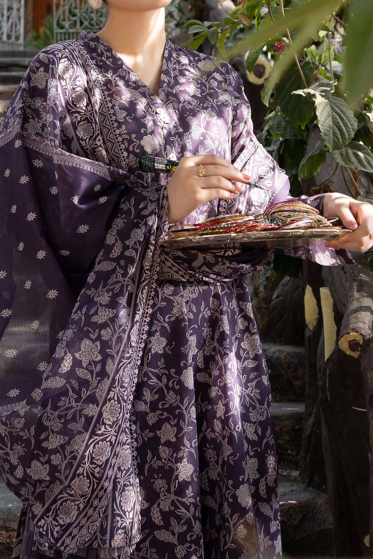 NUSL3219 Printed Cambric Suit - Unstitched 3Pc