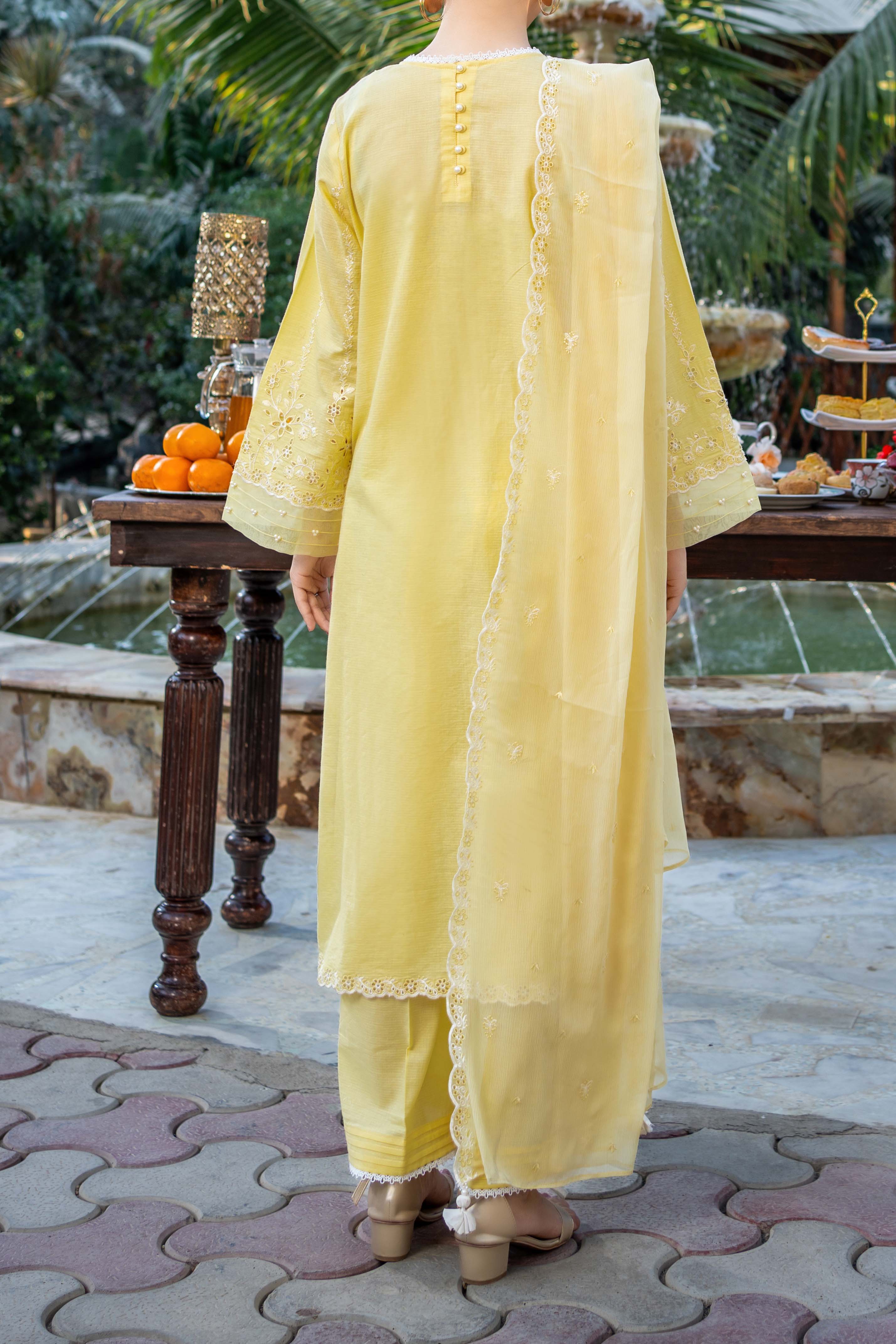 NUSF3274 Schiffli Embroidered Lawn Suit - Unstitched 3Pc