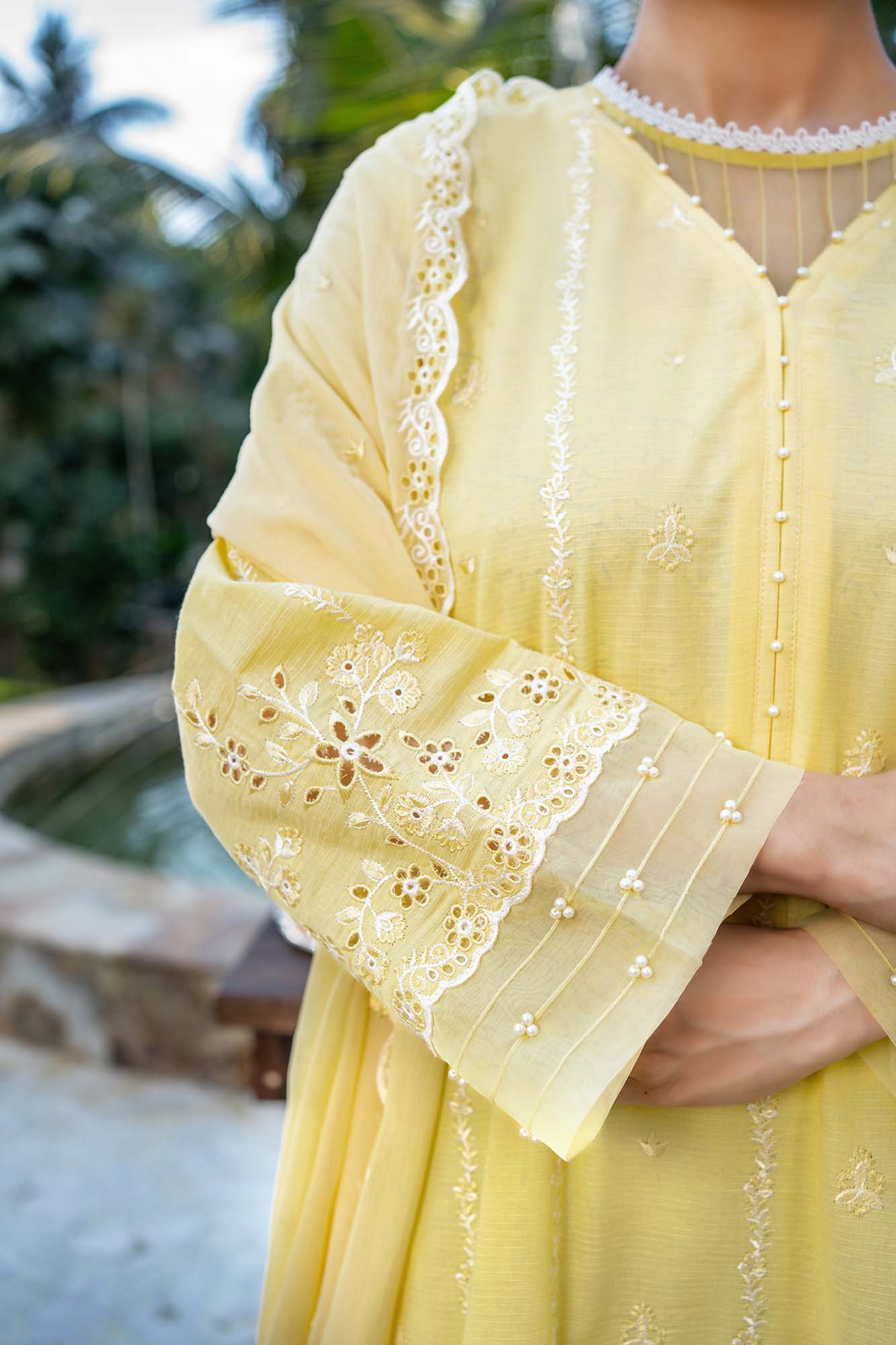 NUSF3274 Schiffli Embroidered Lawn Suit - Unstitched 3Pc