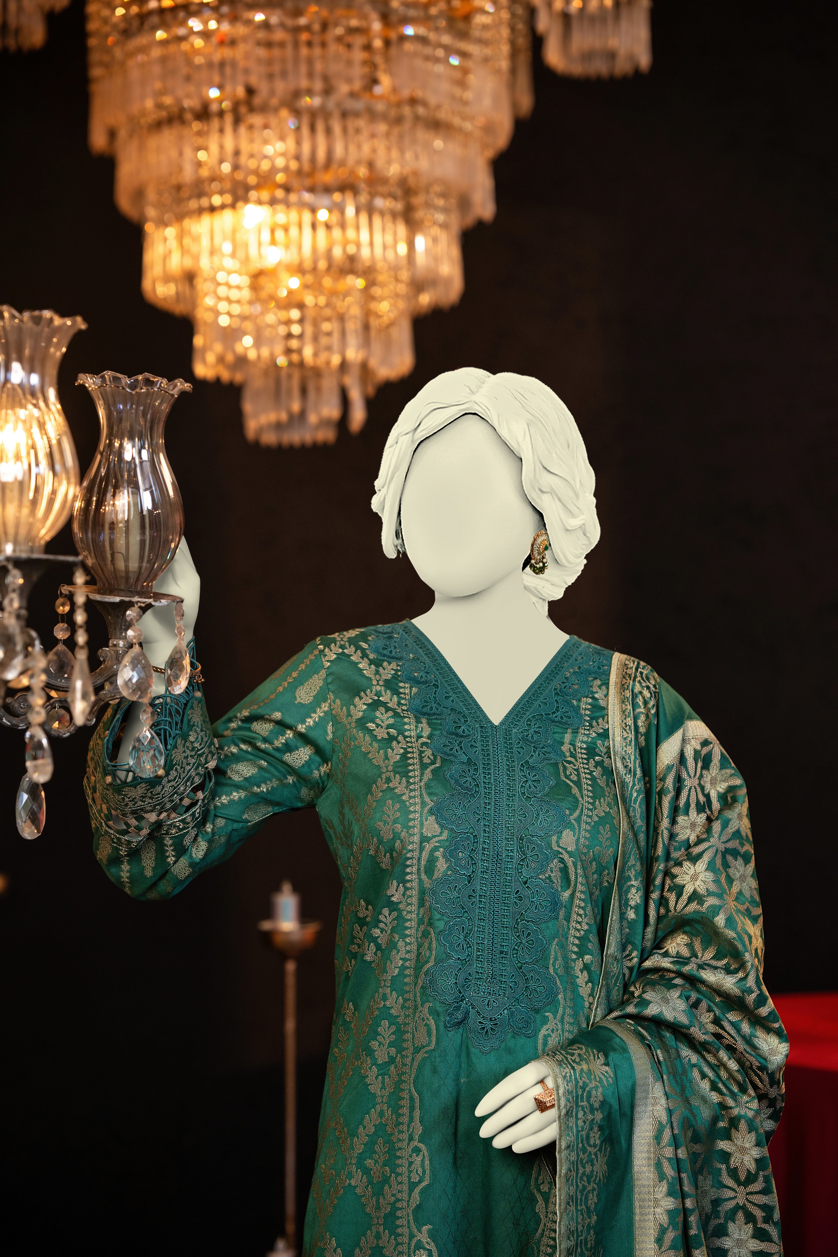 NUSJ3293 Jacquard Lawn Suit - Unstitched 3Pc