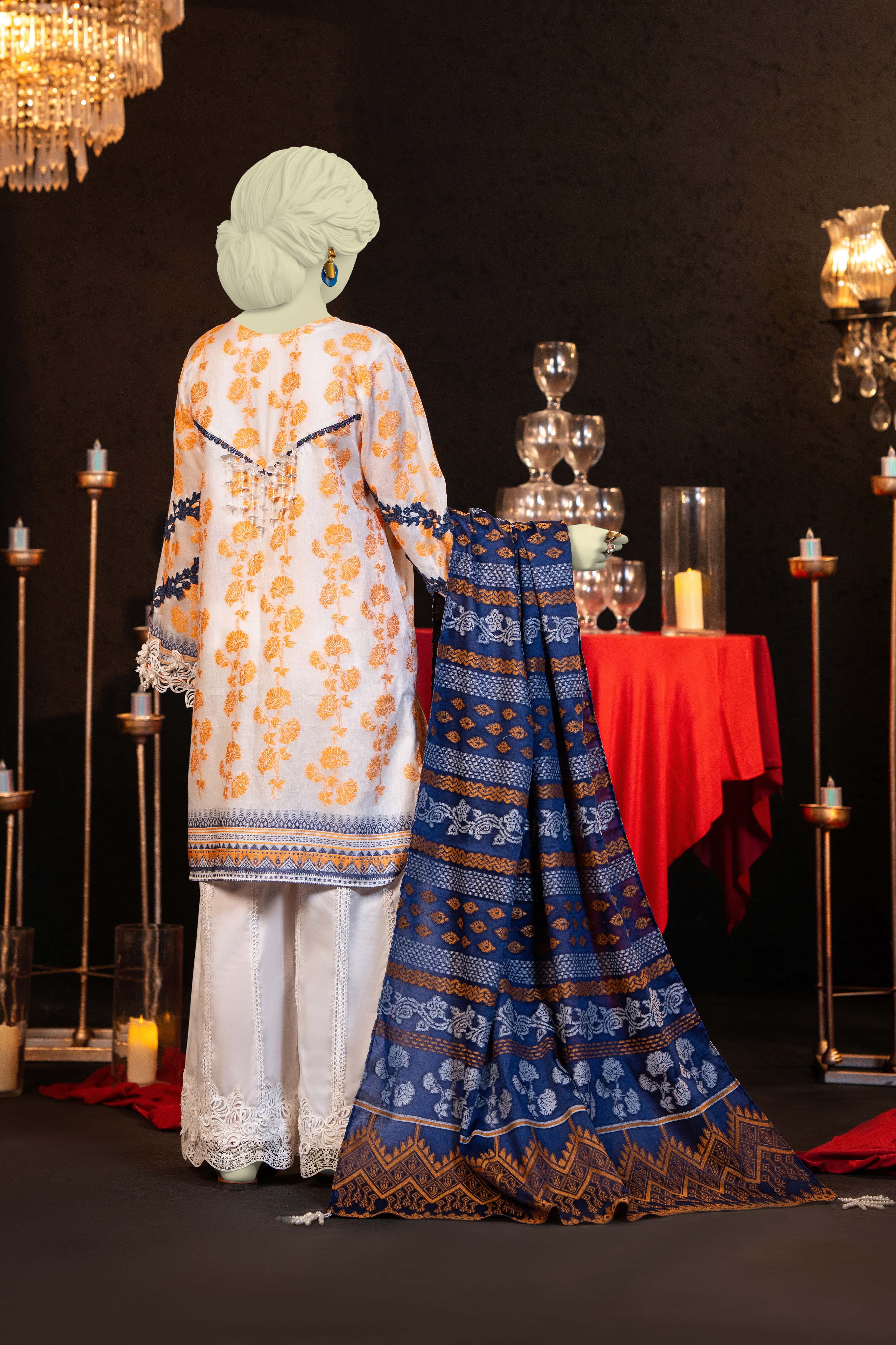 NUSJ3288 Jacquard Lawn Suit - Unstitched 3Pc