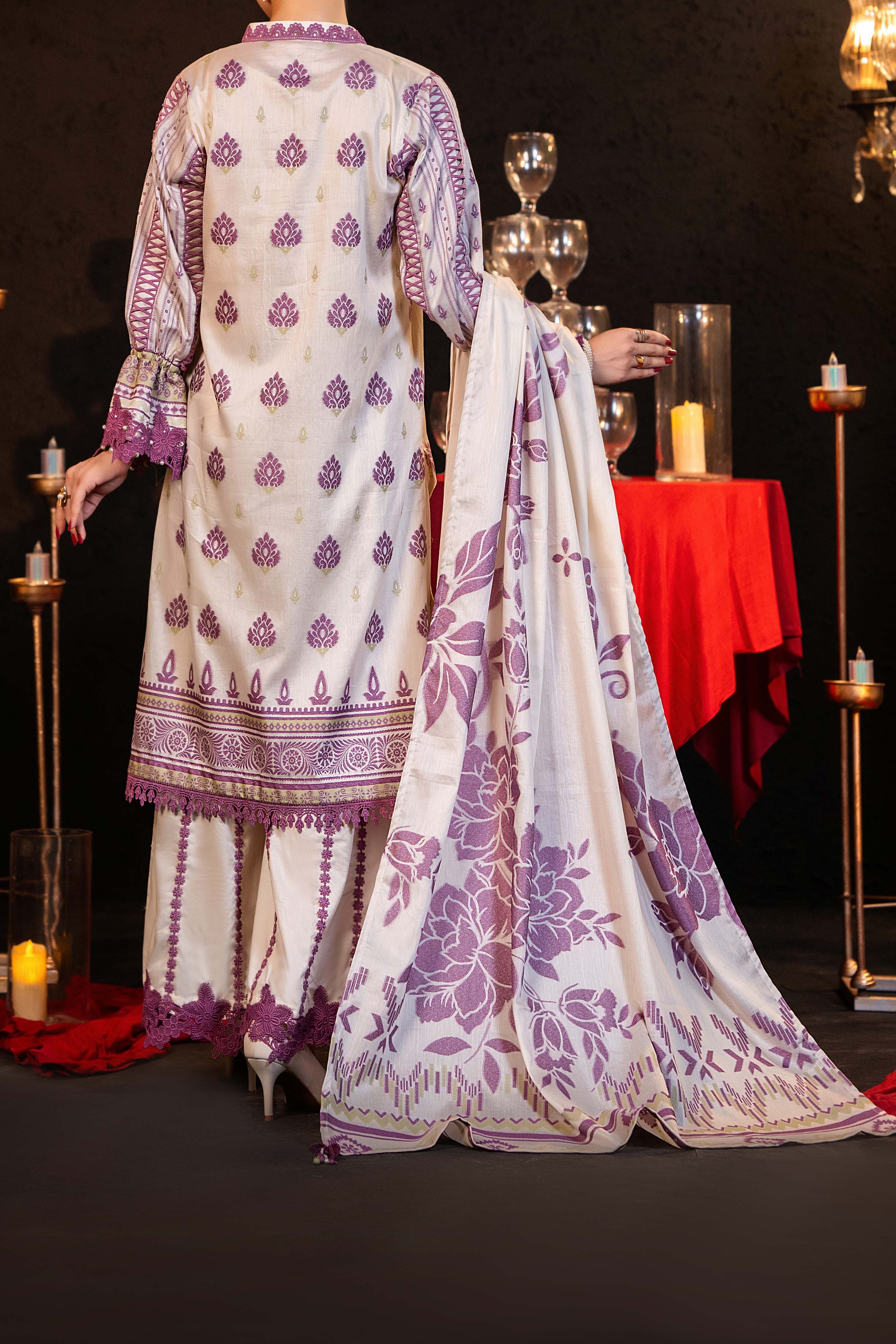 NUSJ3290 Jacquard Lawn Suit - Unstitched 3Pc