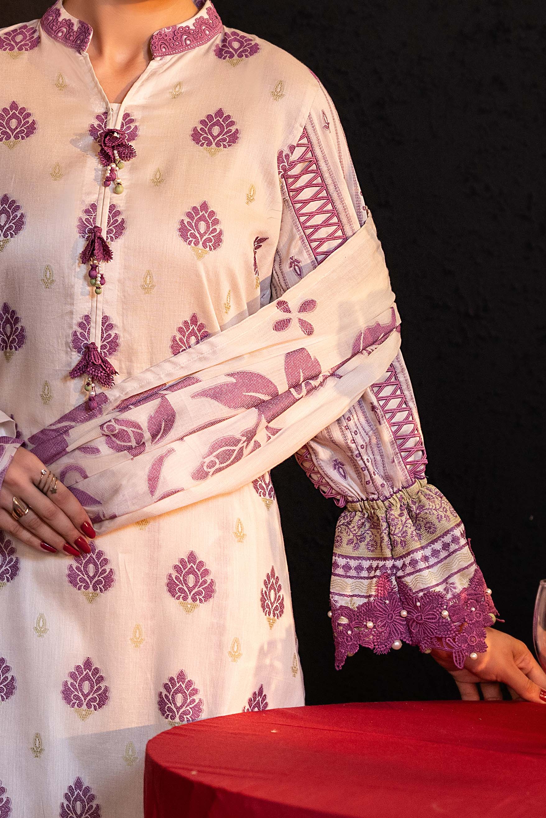 NUSJ3290 Jacquard Lawn Suit - Unstitched 3Pc