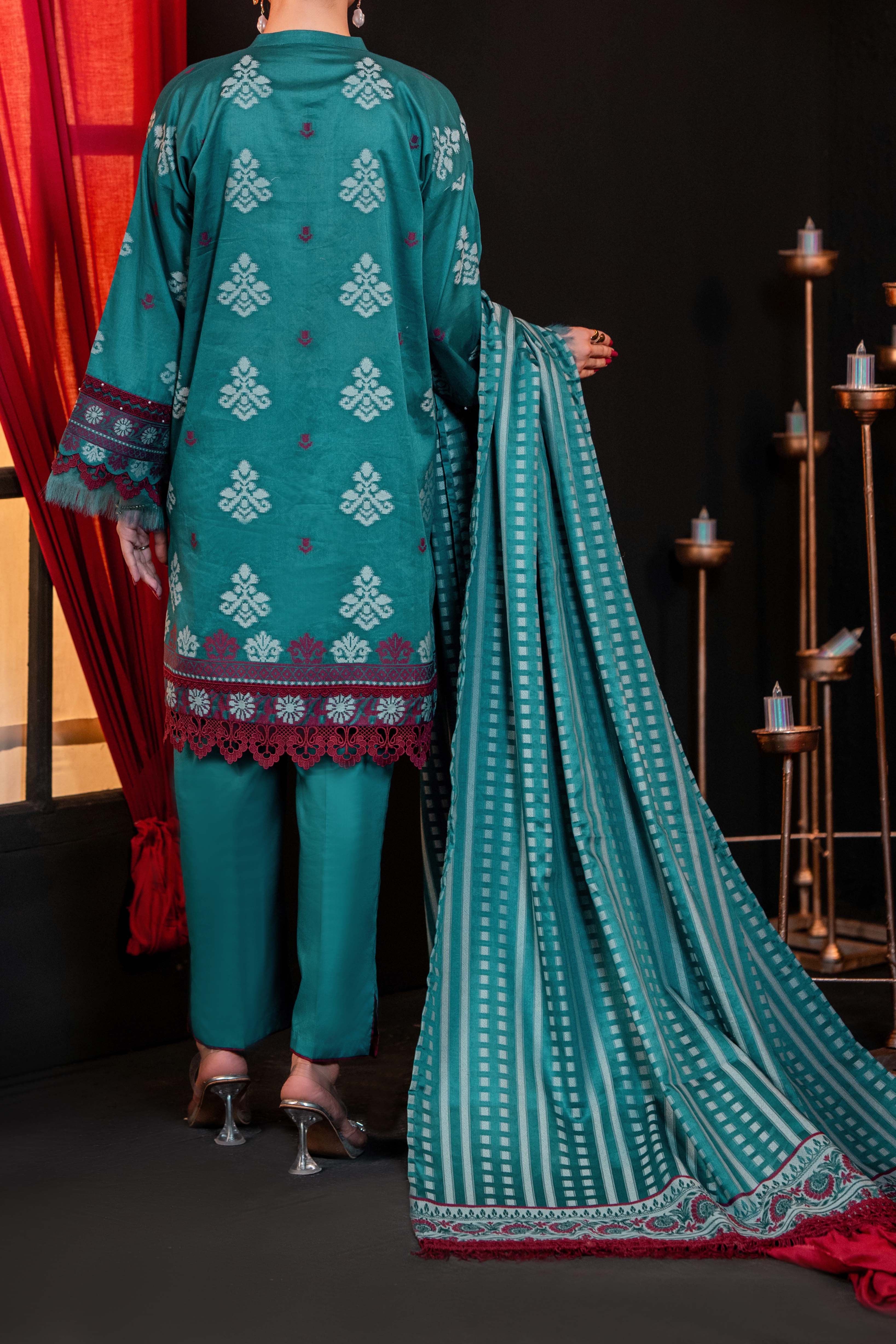 NUSJ3289 Jacquard Lawn Suit - Unstitched 3Pc