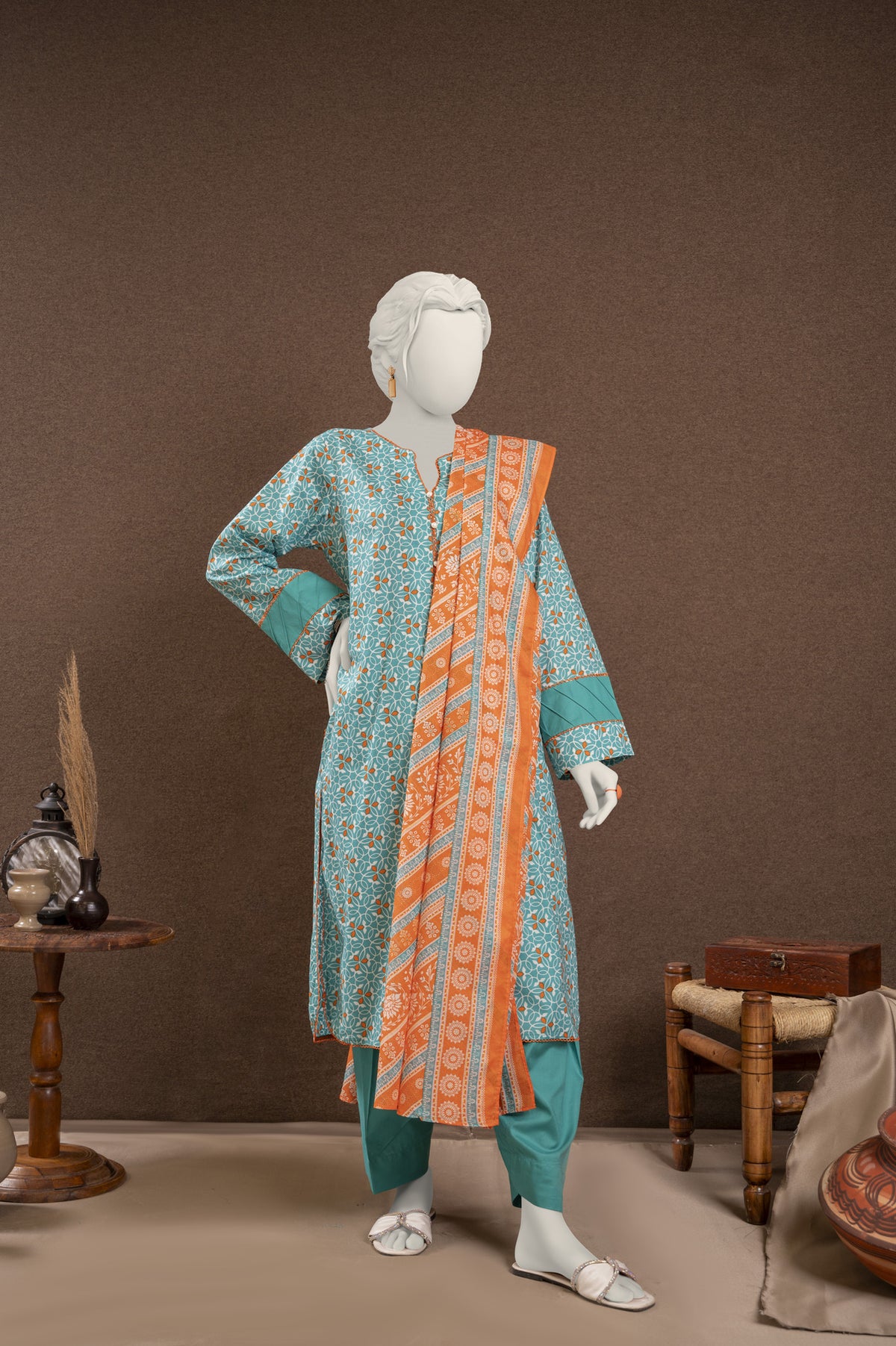 NUS3164 Digital Printed Lawn Suit - 3Pc