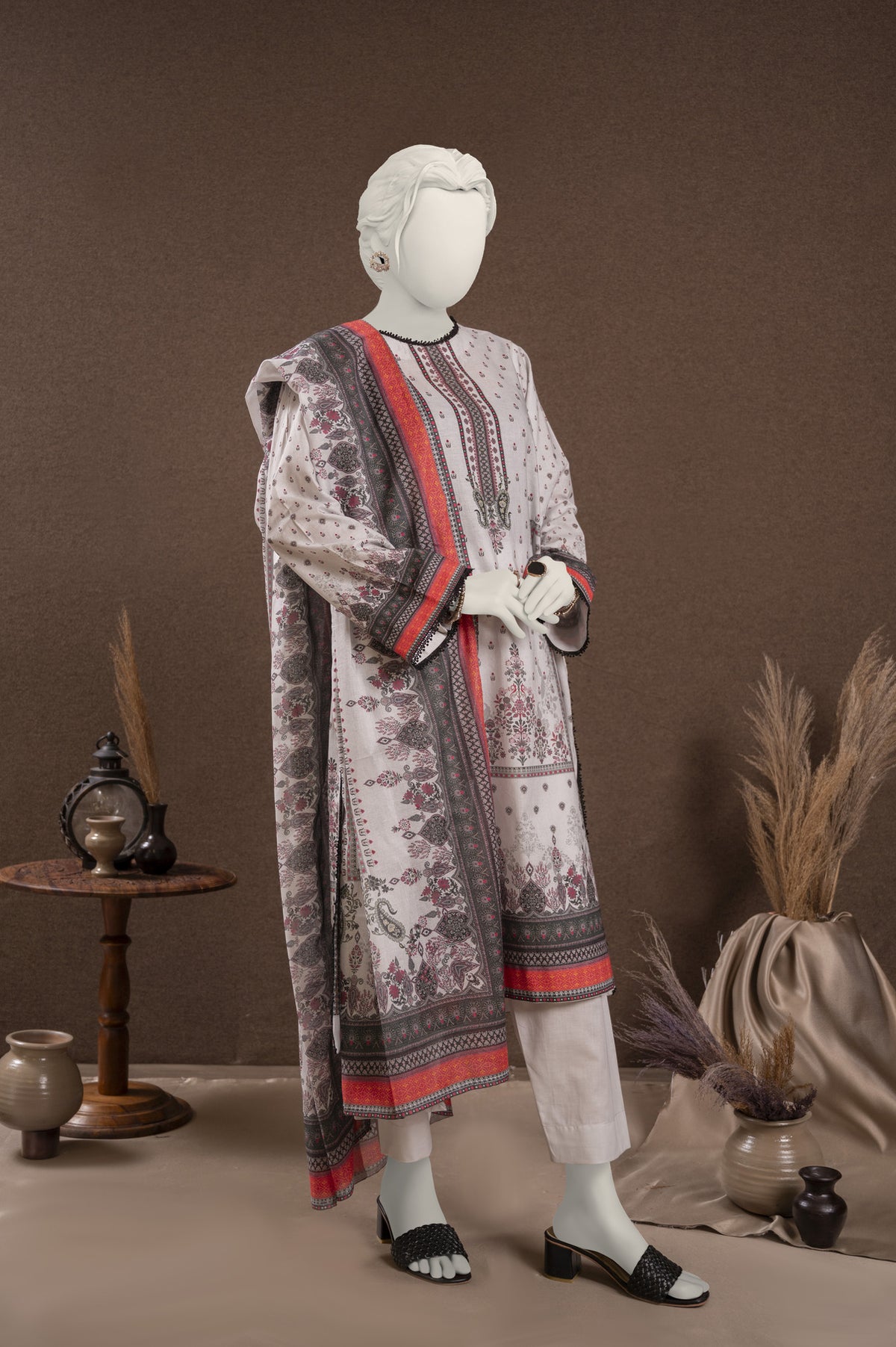 NUS3191 Digital Printed Lawn Suit - 3Pc