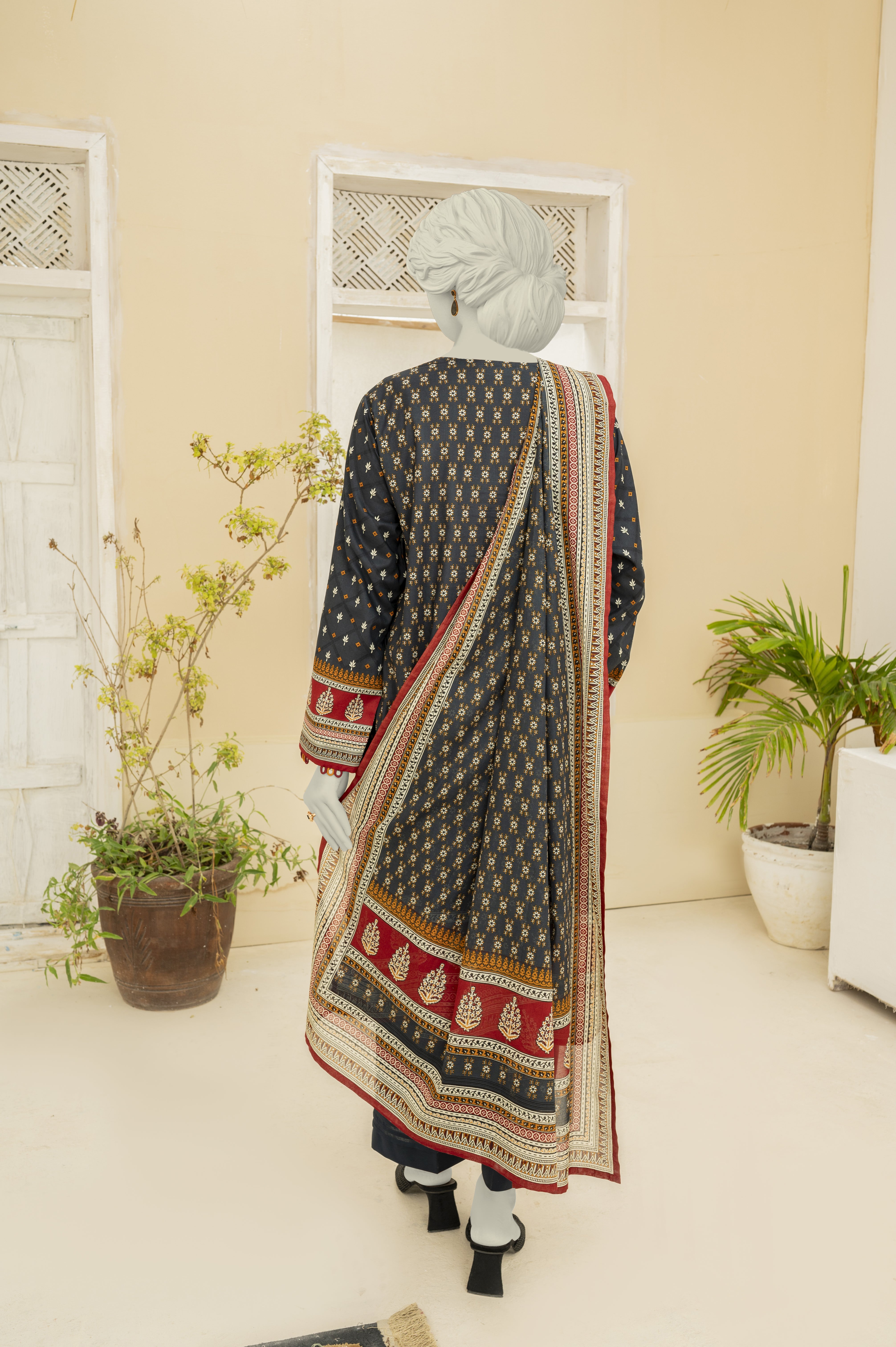 NUS3178 Digital Printed Lawn Suit - 3Pc