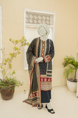 NUS3178 Digital Printed Lawn Suit - 3Pc