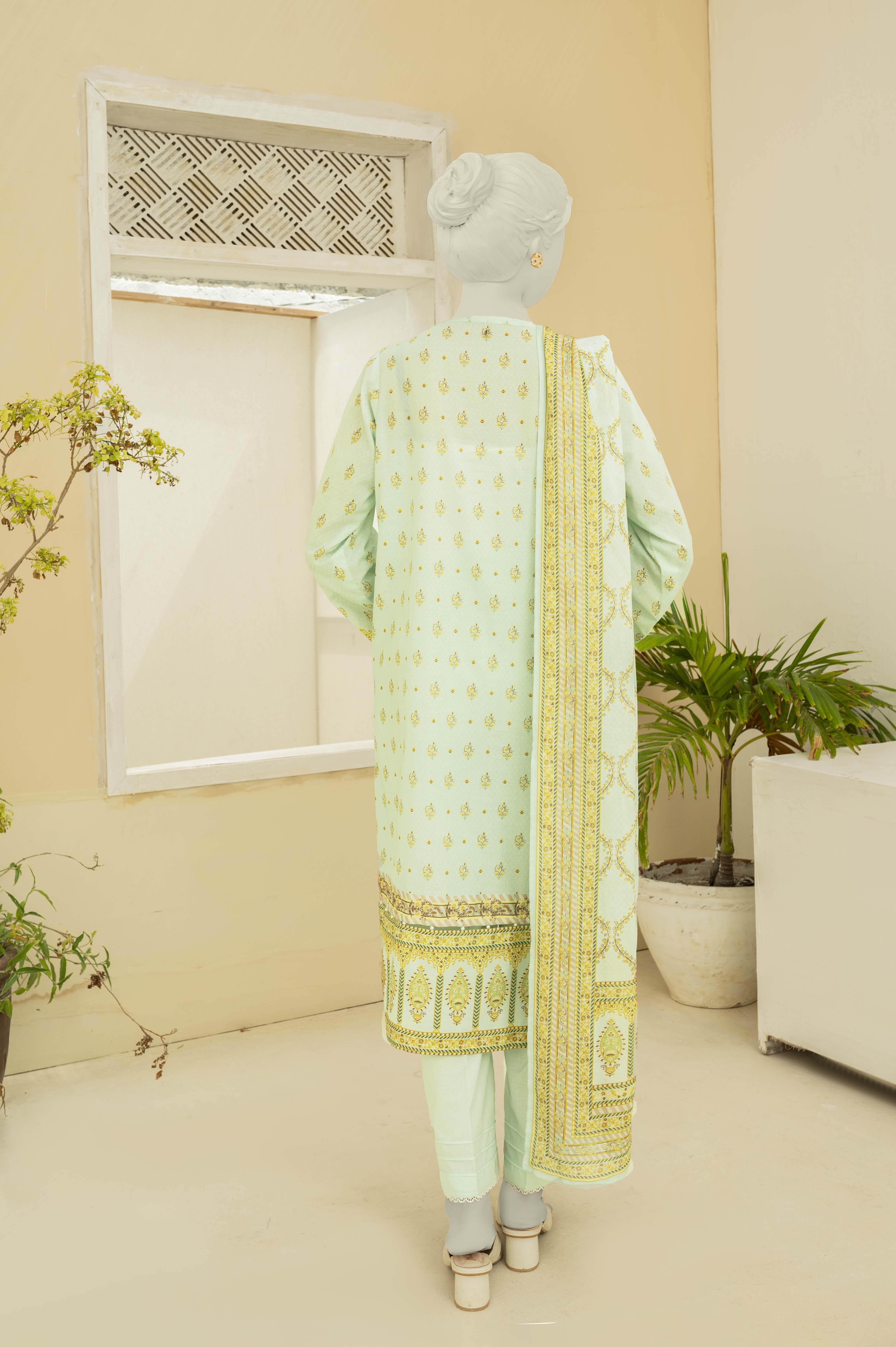 NUS3194 Digital Printed Lawn Suit - 3Pc