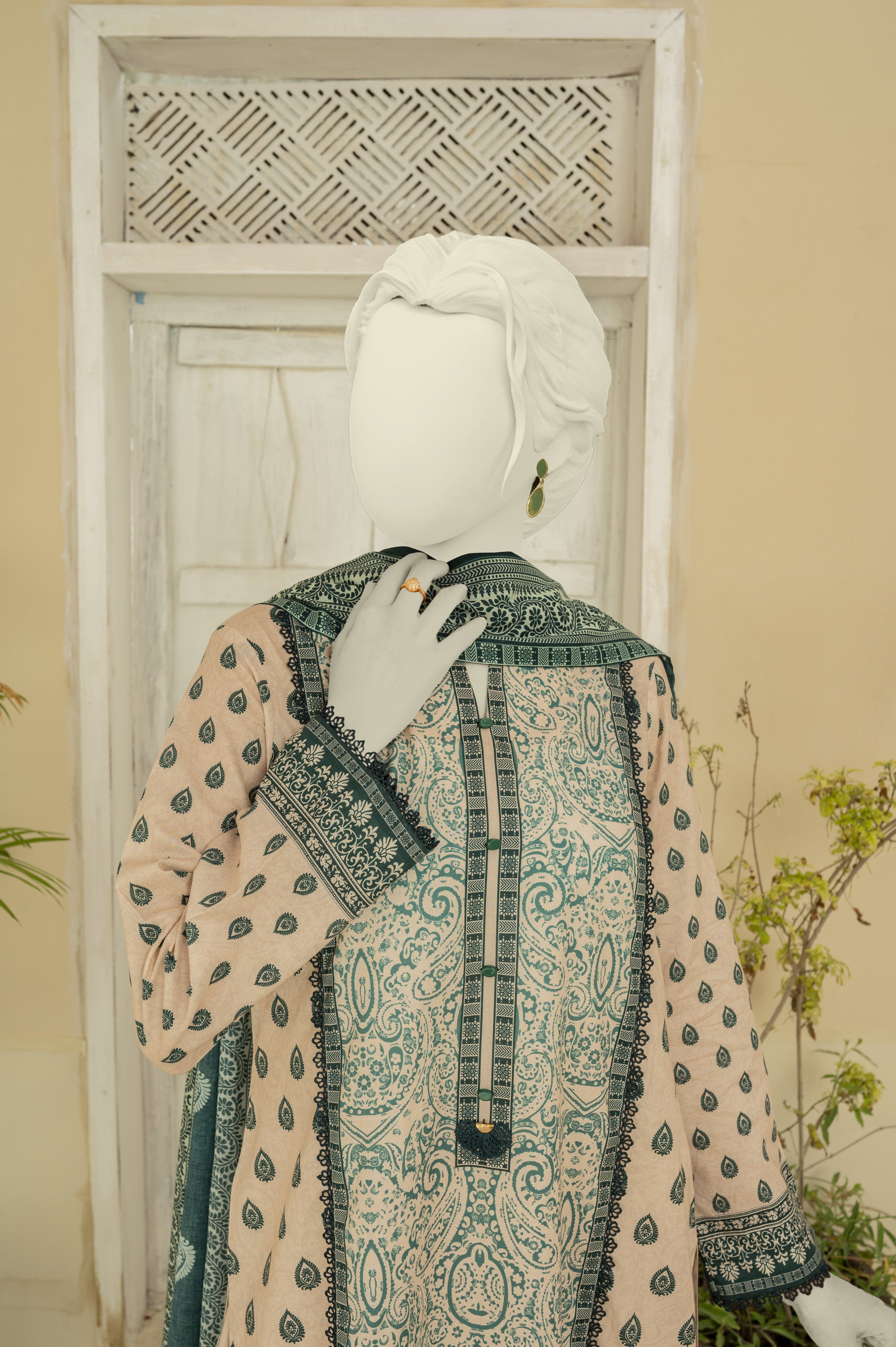 NUS3192 Digital Printed Lawn Suit - 3Pc