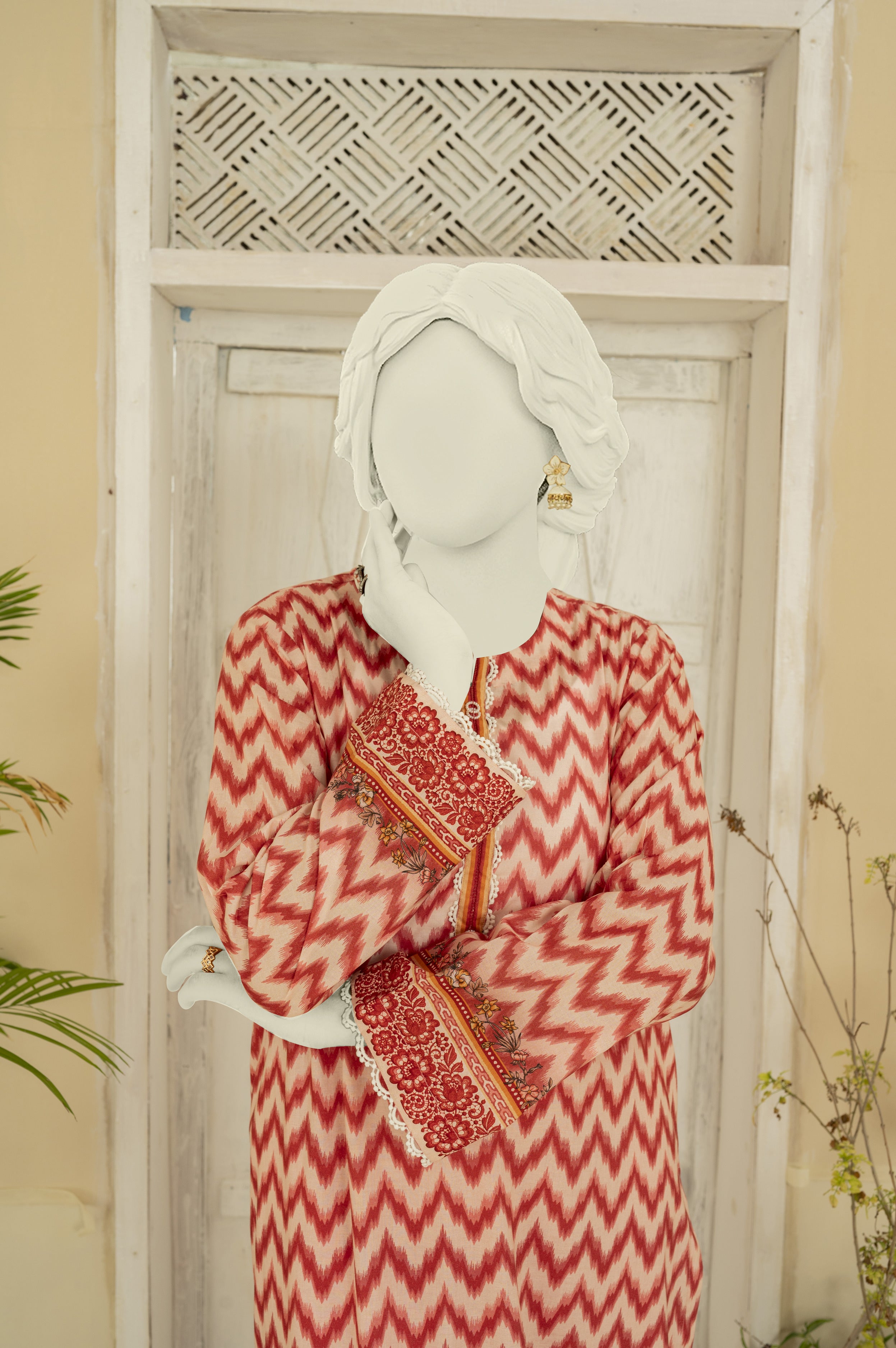 NUS3195 Digital Printed Lawn Suit - 3Pc