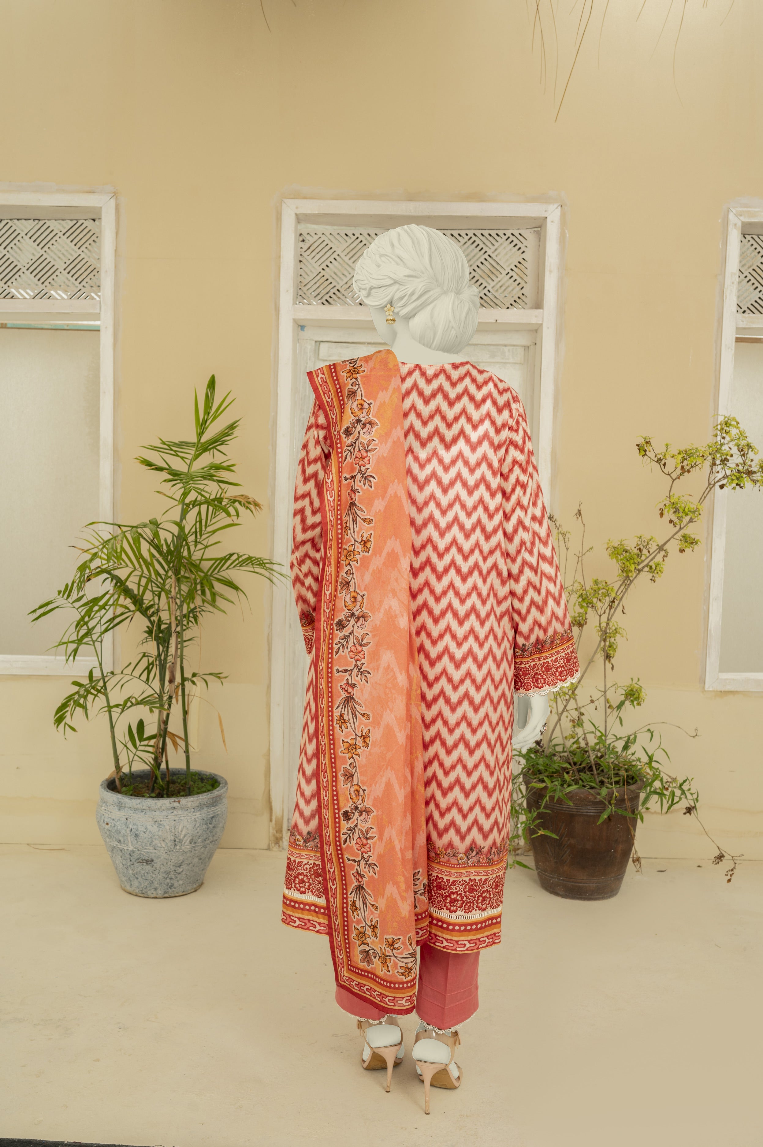 NUS3195 Digital Printed Lawn Suit - 3Pc