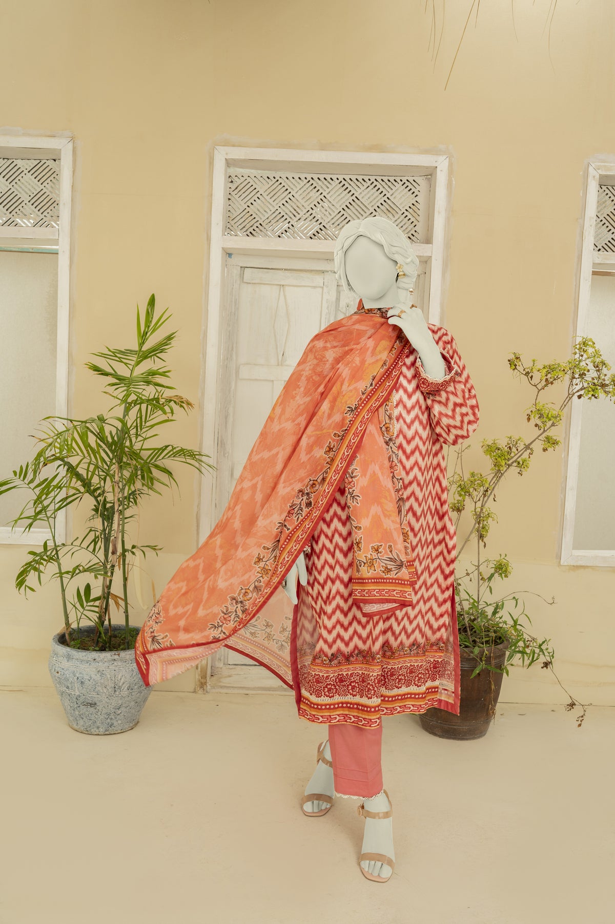 NUS3195 Digital Printed Lawn Suit - 3Pc