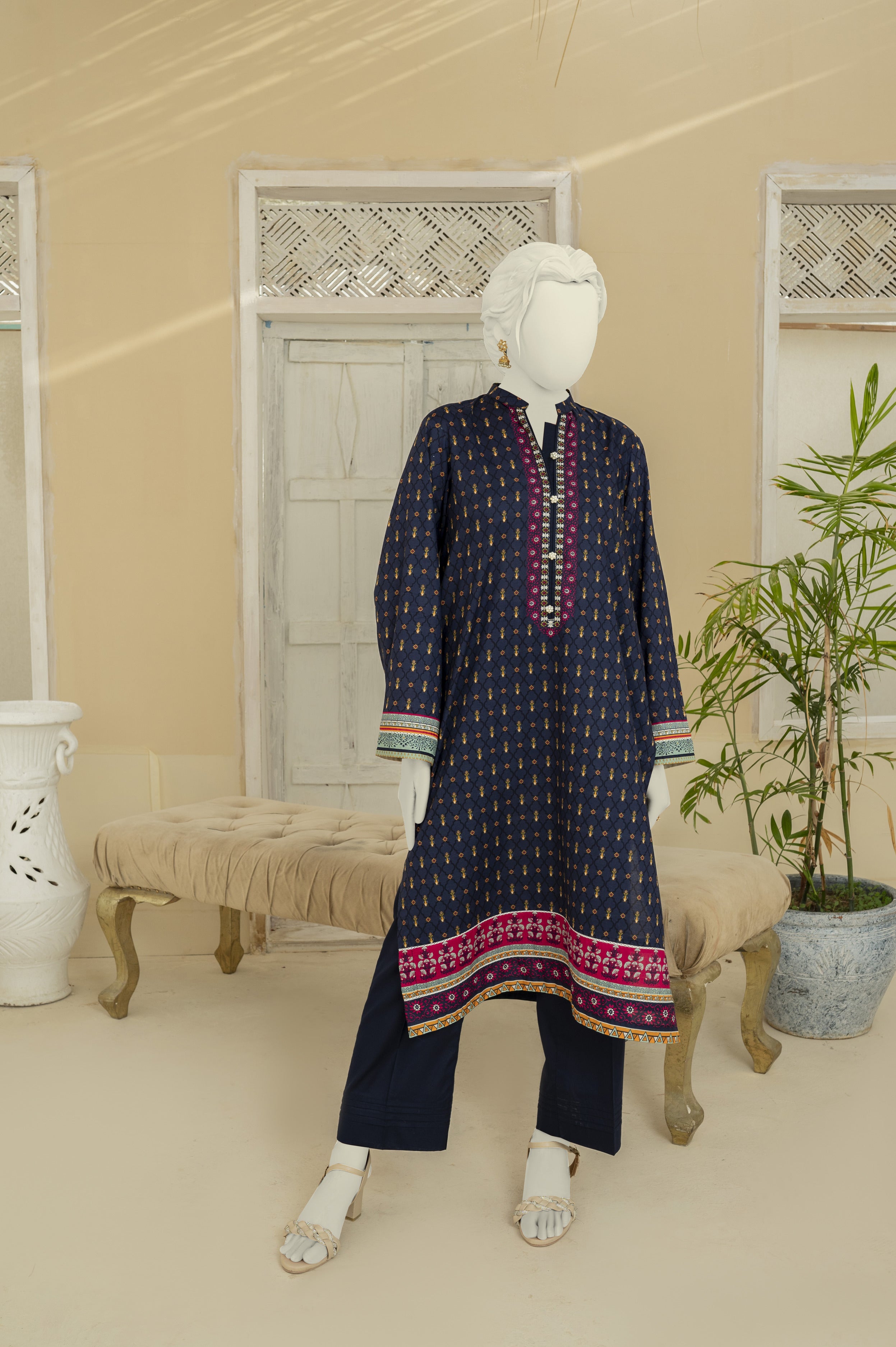 NUS3185 Digital Printed Lawn Suit - 3Pc