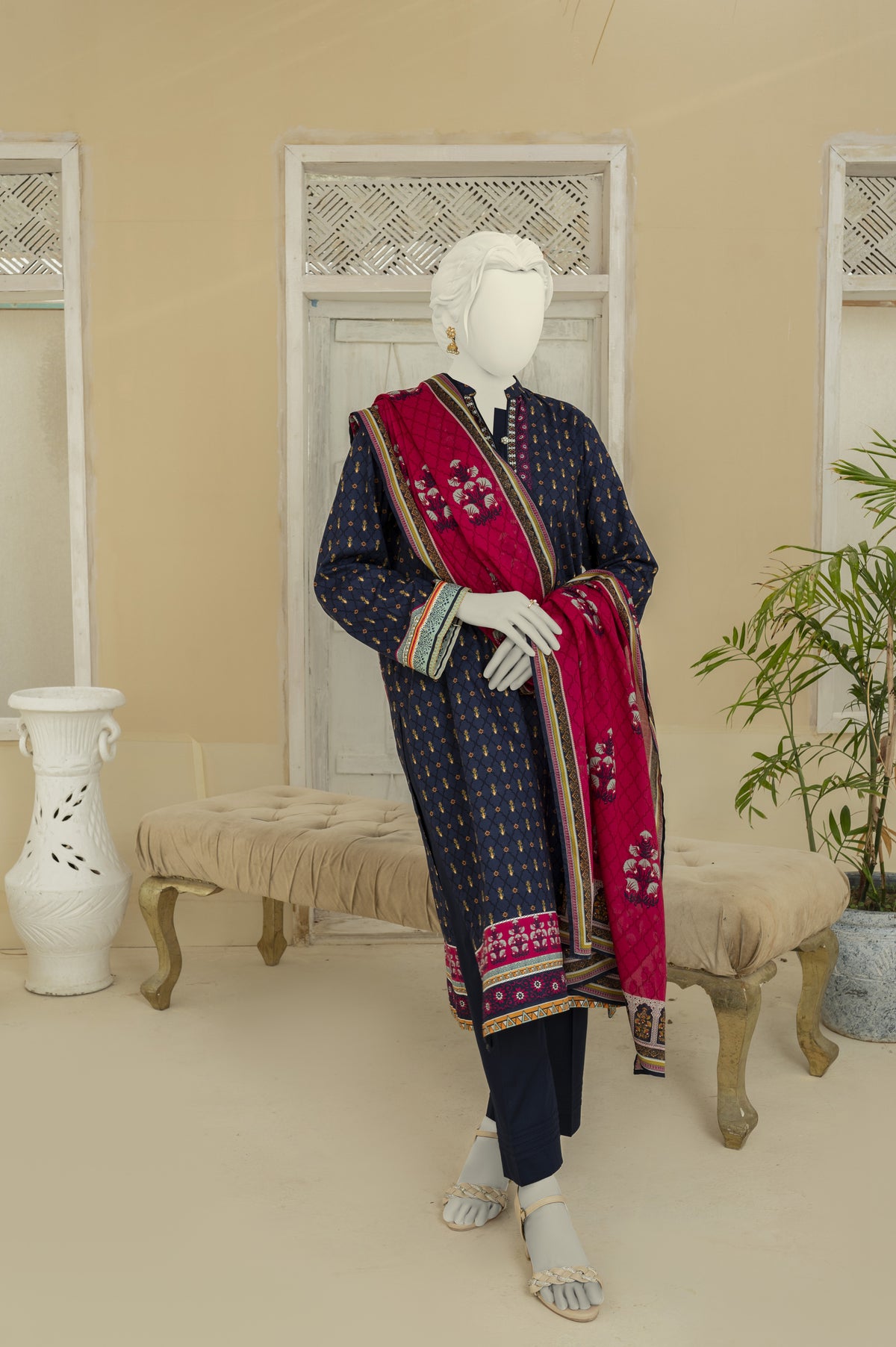 NUS3185 Digital Printed Lawn Suit - 3Pc