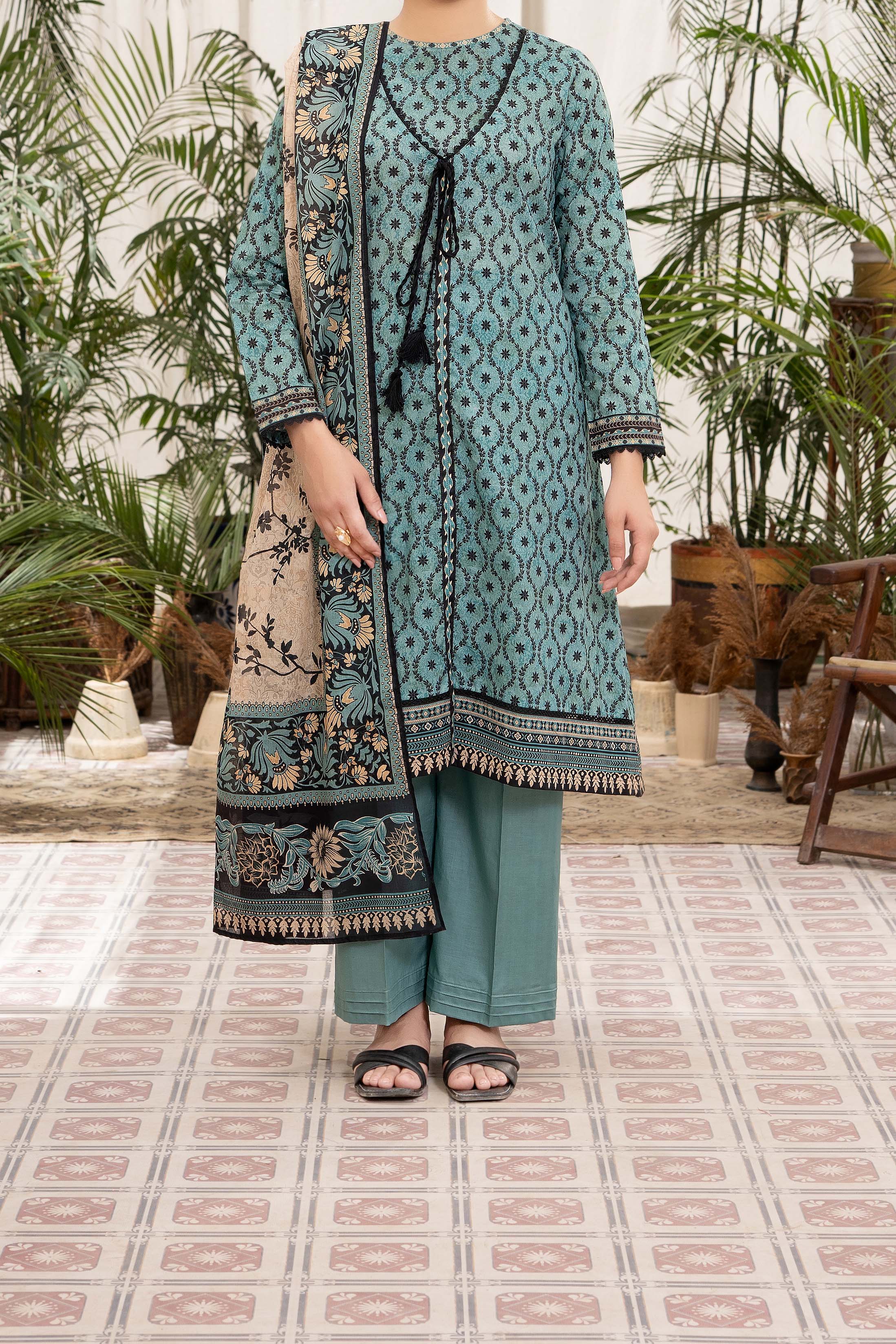NUSL3295 Printed Lawn Suit - Unstitched 3Pc