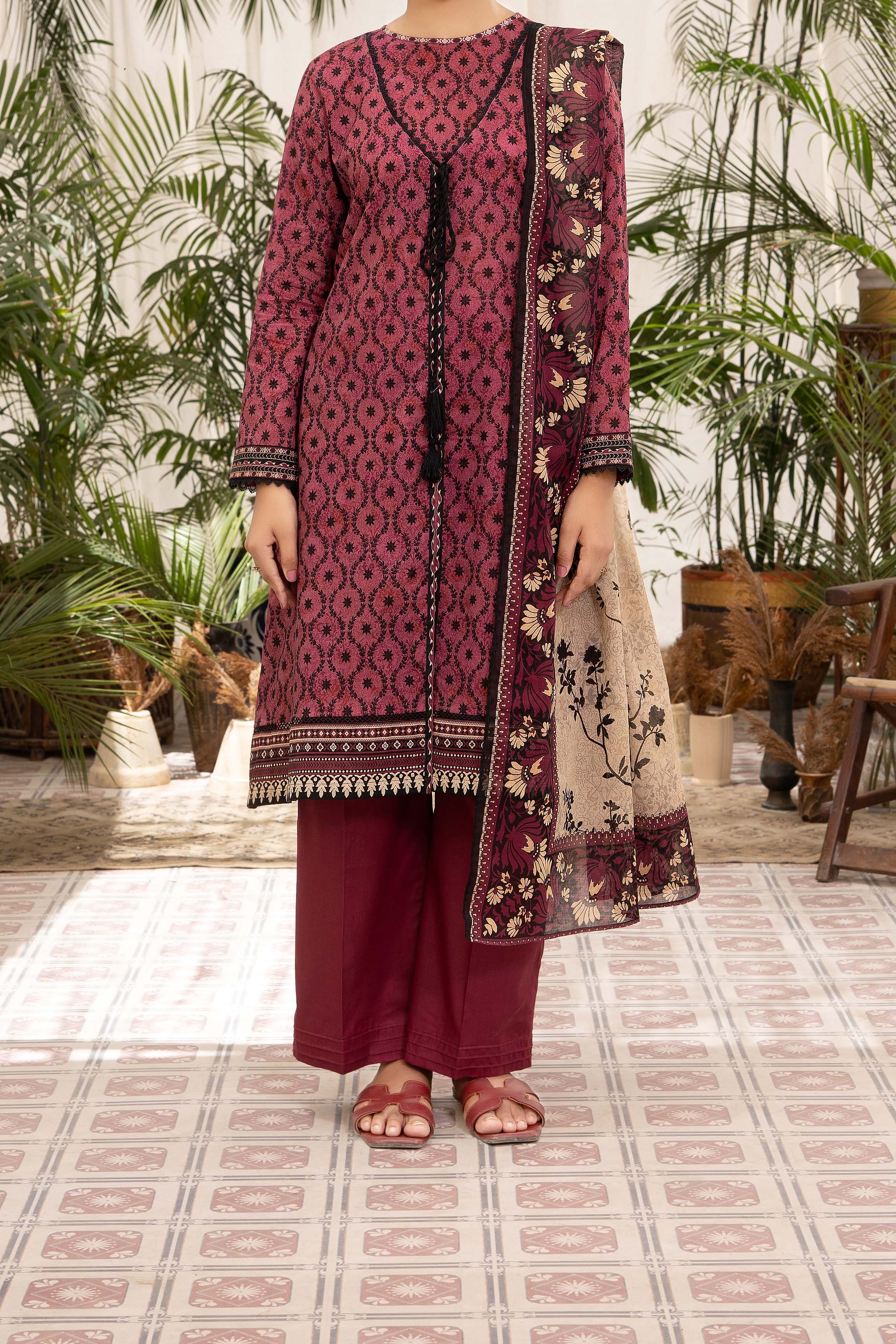 NUSL3325 Printed Lawn Suit - Unstitched 3Pc