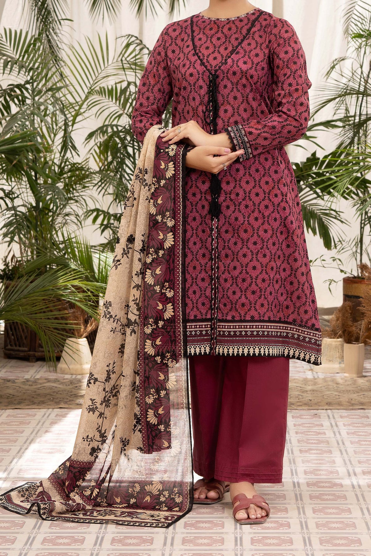NUSL3325 Printed Lawn Suit - Unstitched 3Pc