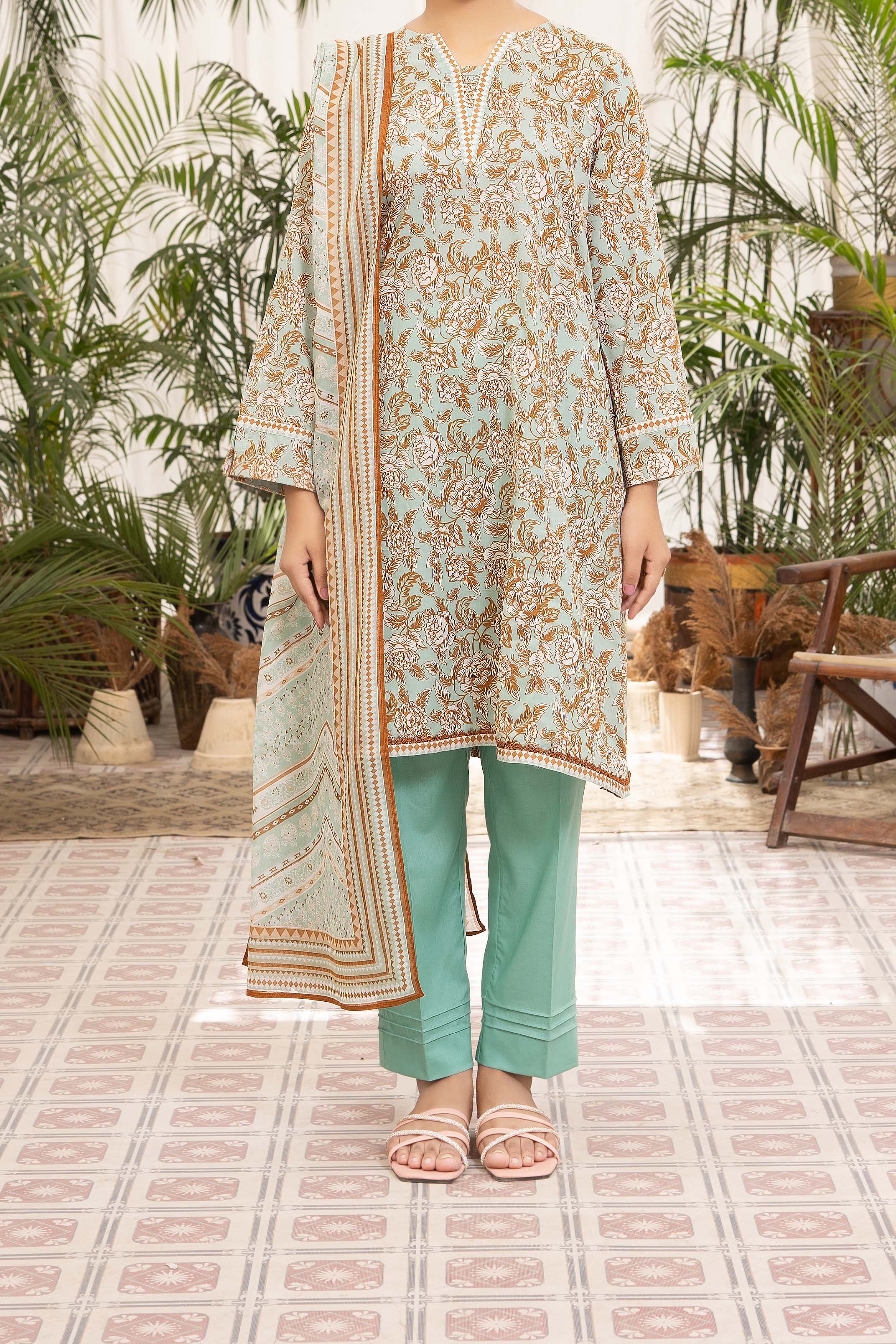 NUSL3307 Printed Lawn Suit - Unstitched 3Pc