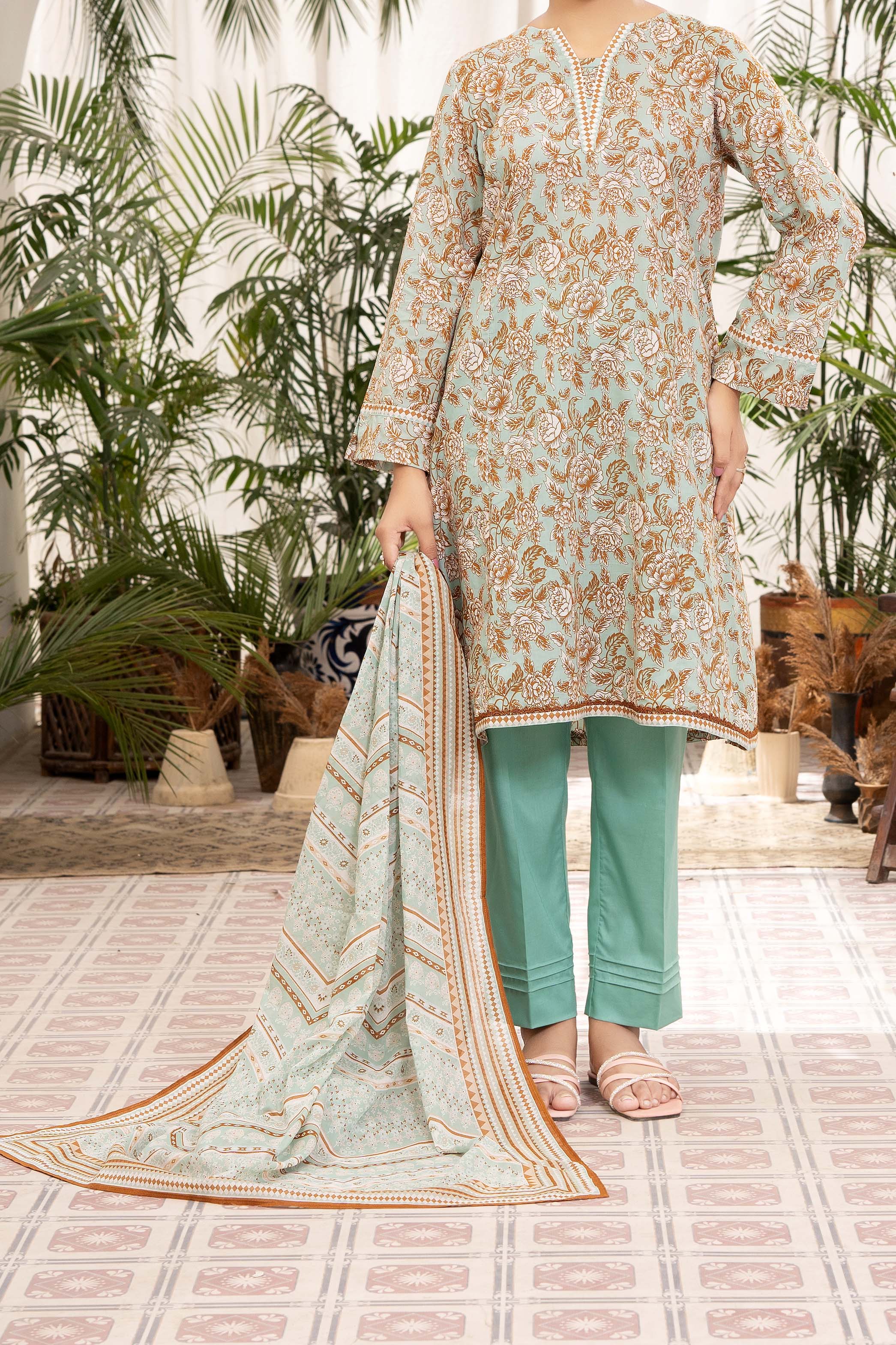 NPSL3138 Printed Lawn Suit - Stitched 3 PC