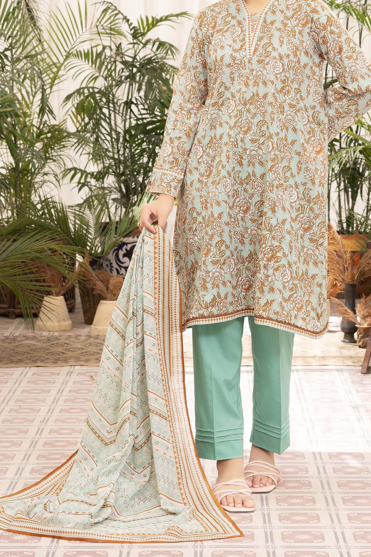 NPSL3138 Printed Lawn Suit - Stitched 3 PC