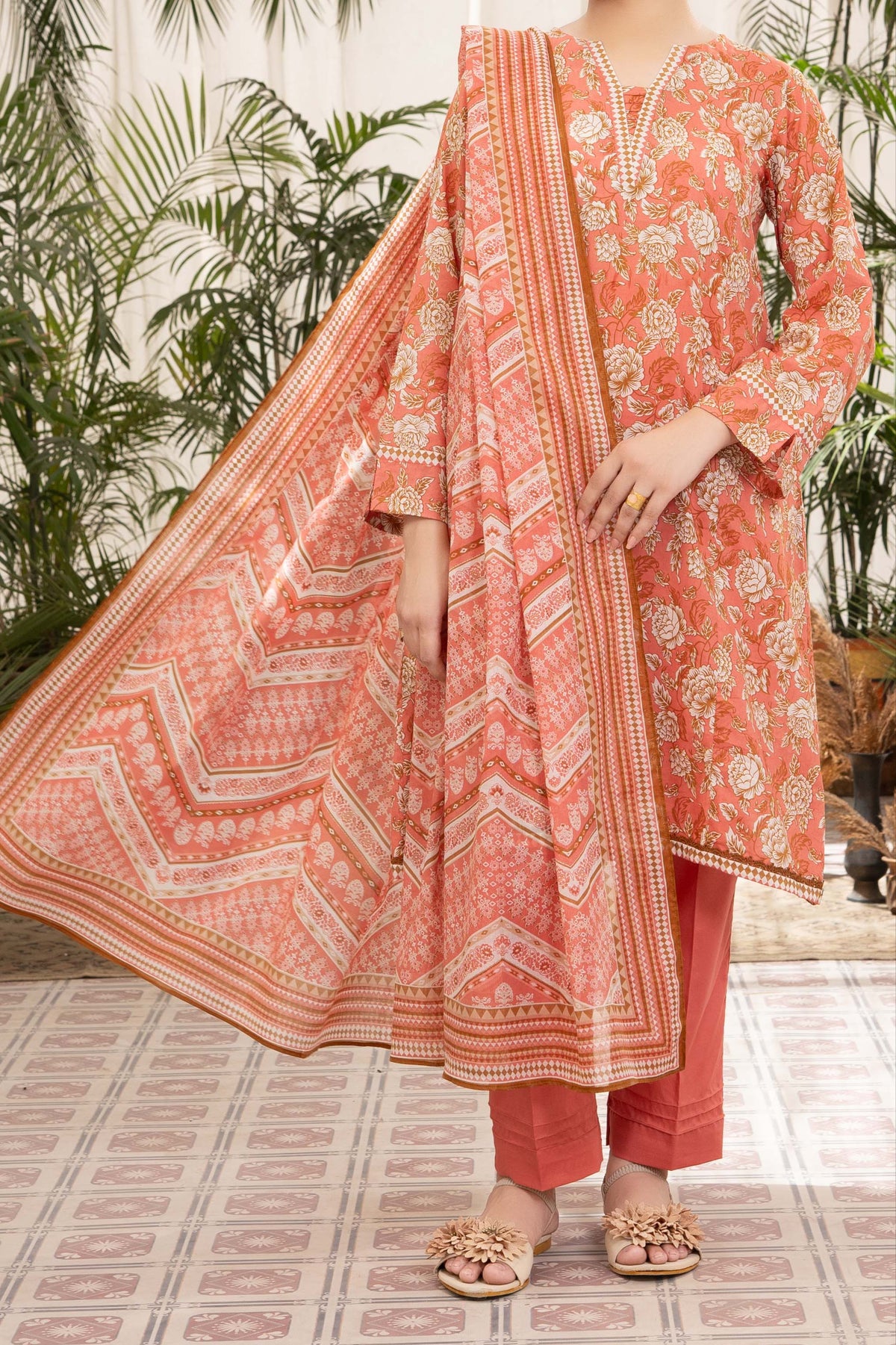 NUSL3308 Printed Lawn Suit - Unstitched 3Pc