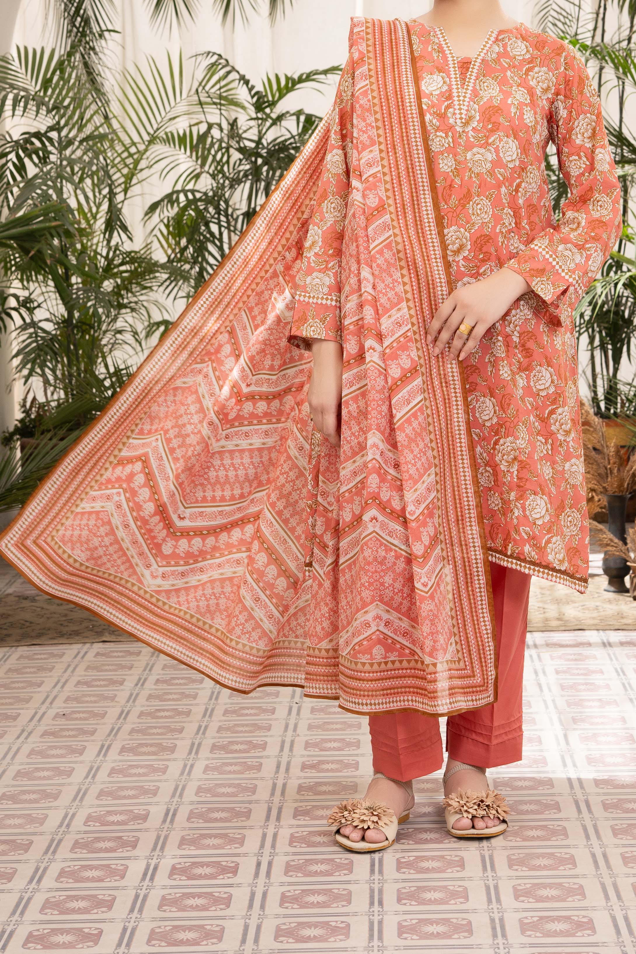 NPSL3136 Printed Lawn Suit - Stitched 3 PC