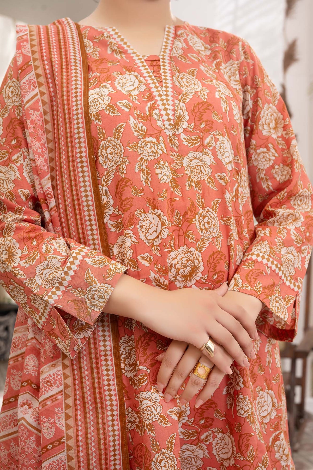 NPSL3136 Printed Lawn Suit - Stitched 3 PC