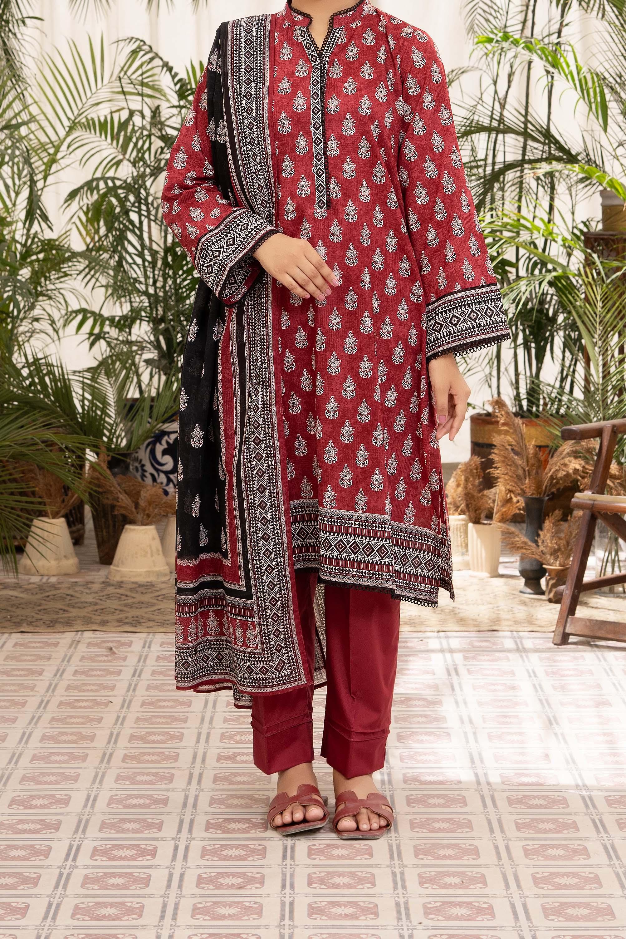 NUSL3299 Printed Lawn Suit - Unstitched 3Pc