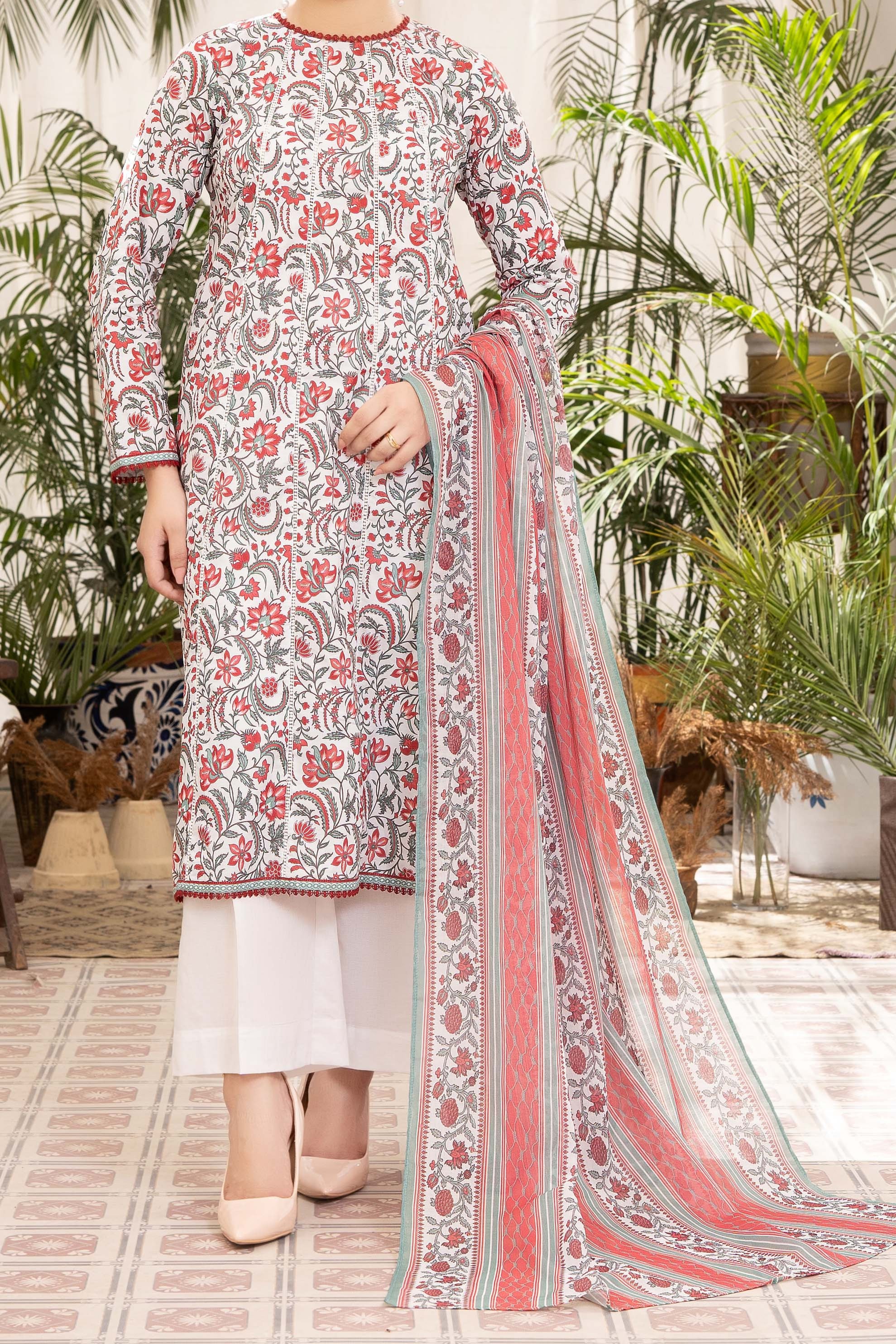NUSL3304 Printed Lawn Suit - Unstitched 3Pc