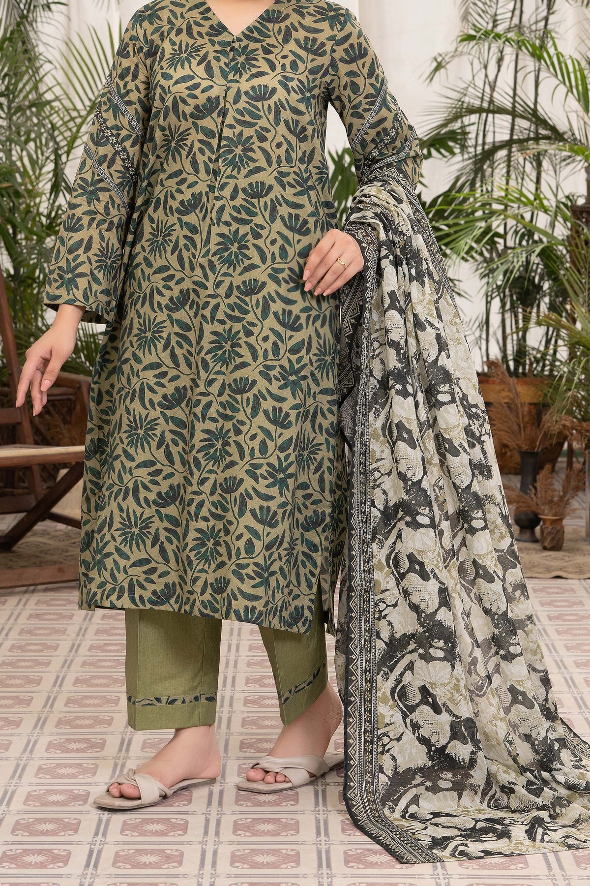 NUSL3296 Printed Lawn Suit - Unstitched 3Pc