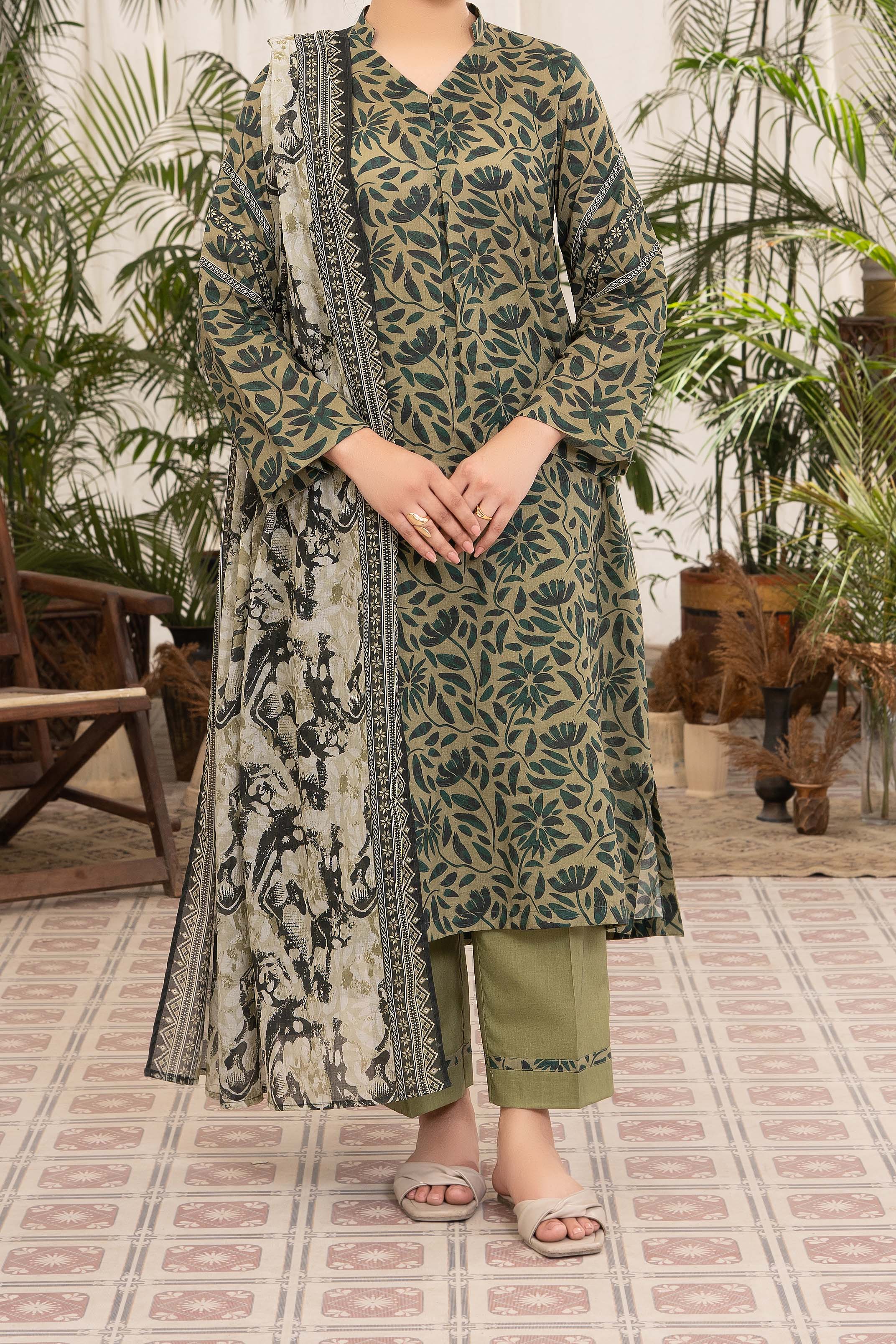 NUSL3296 Printed Lawn Suit - Unstitched 3Pc