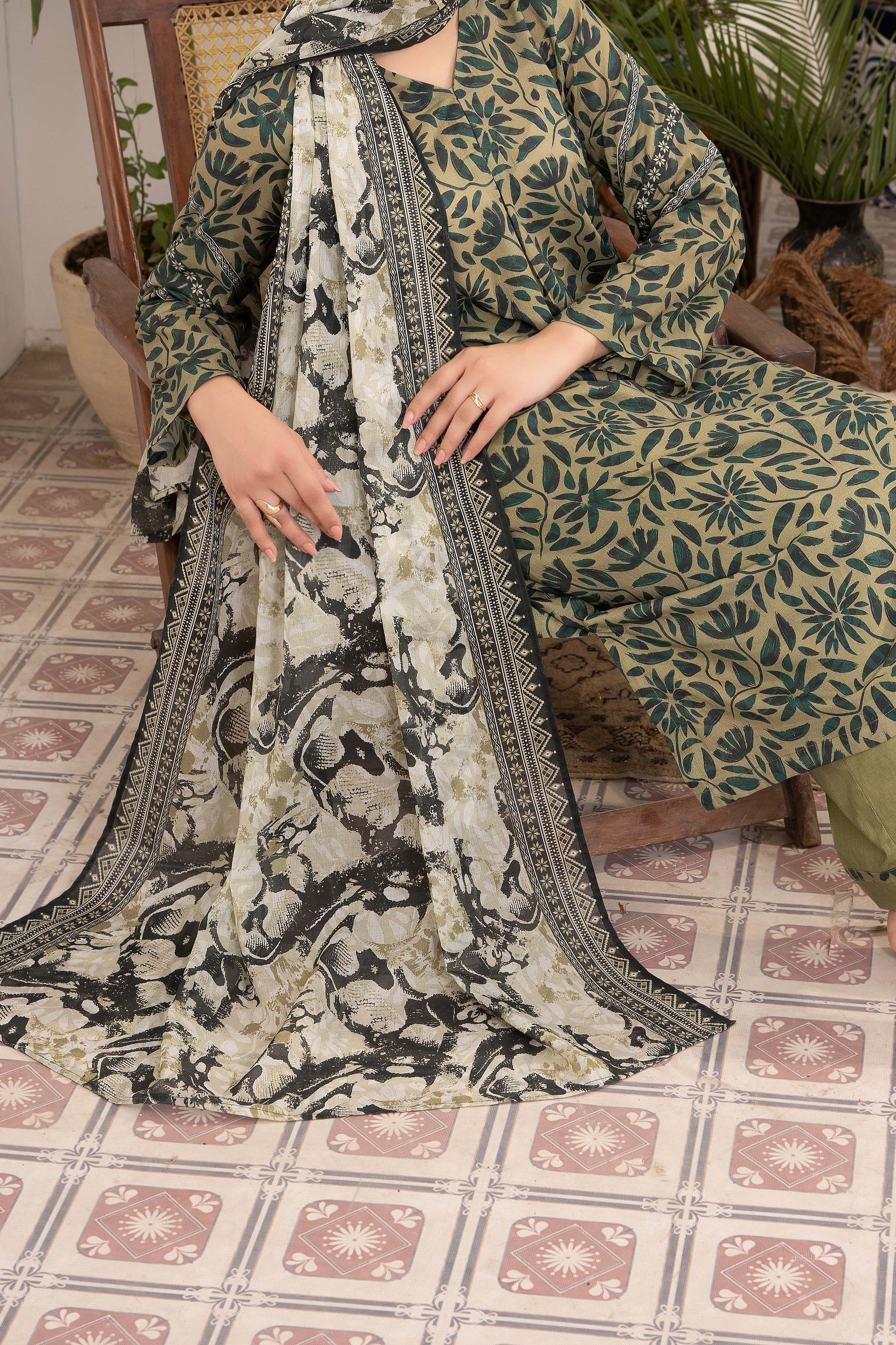 NUSL3296 Printed Lawn Suit - Unstitched 3Pc
