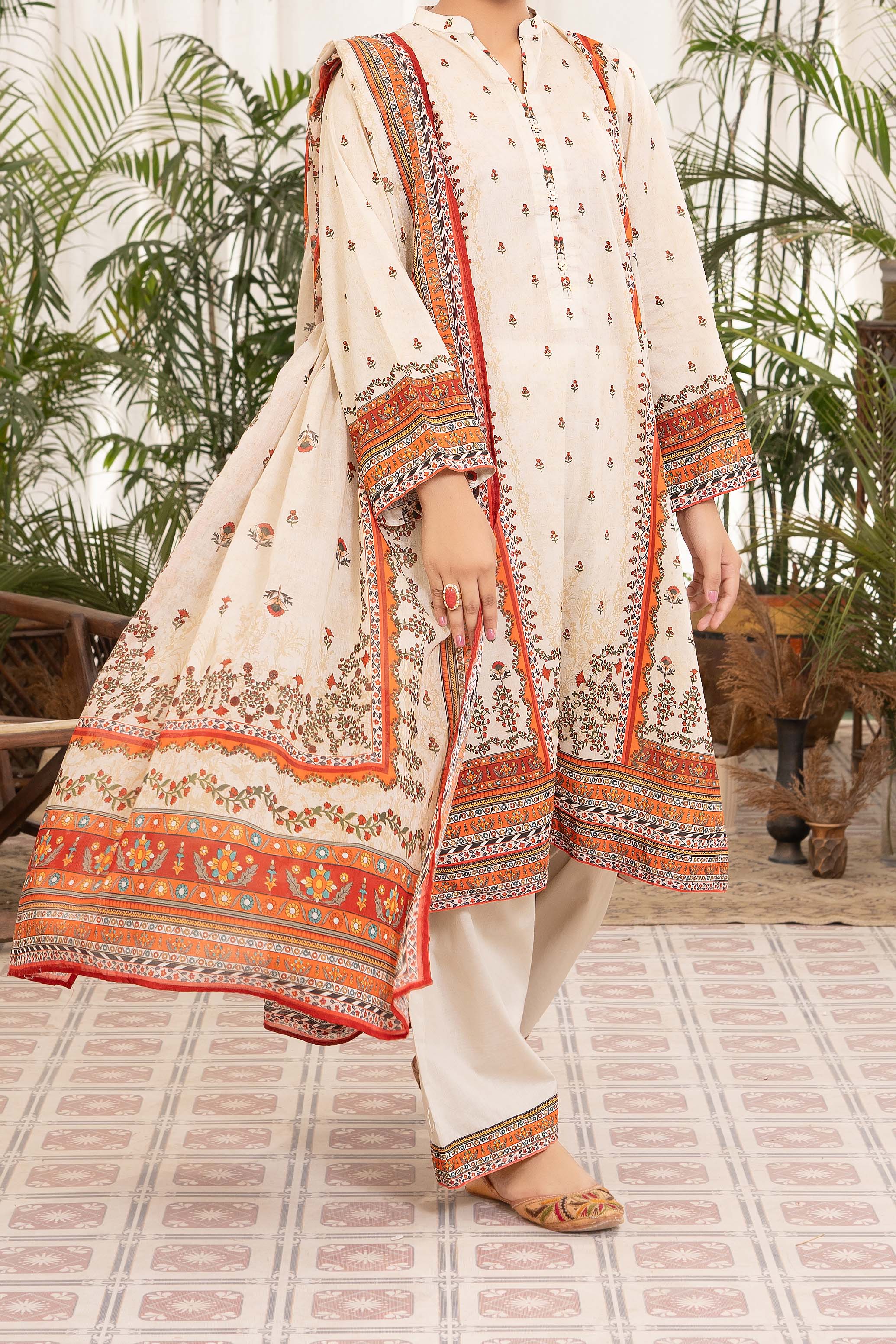 NUSL3301 Printed Lawn Suit - Unstitched 3Pc