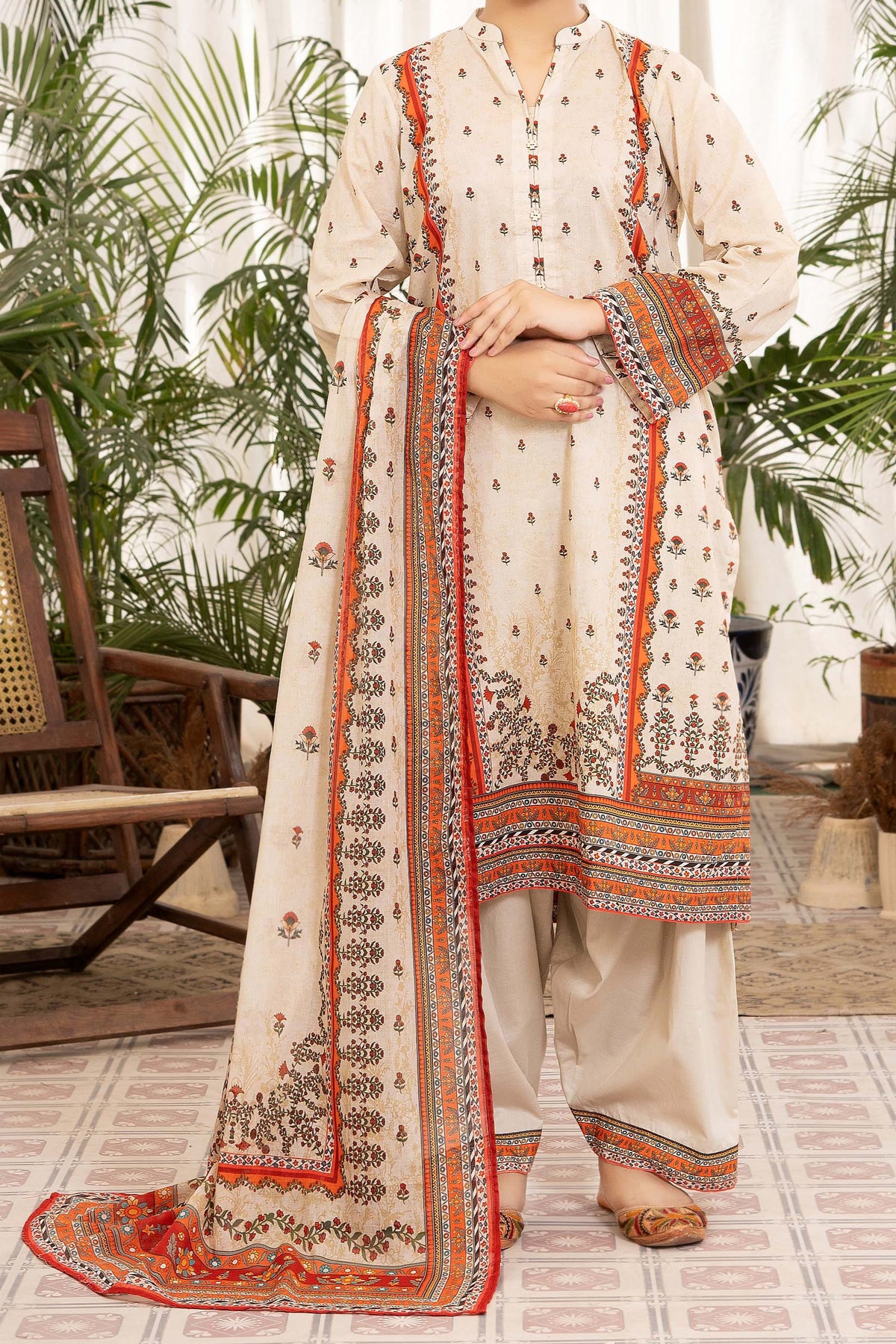NUSL3301 Printed Lawn Suit - Unstitched 3Pc