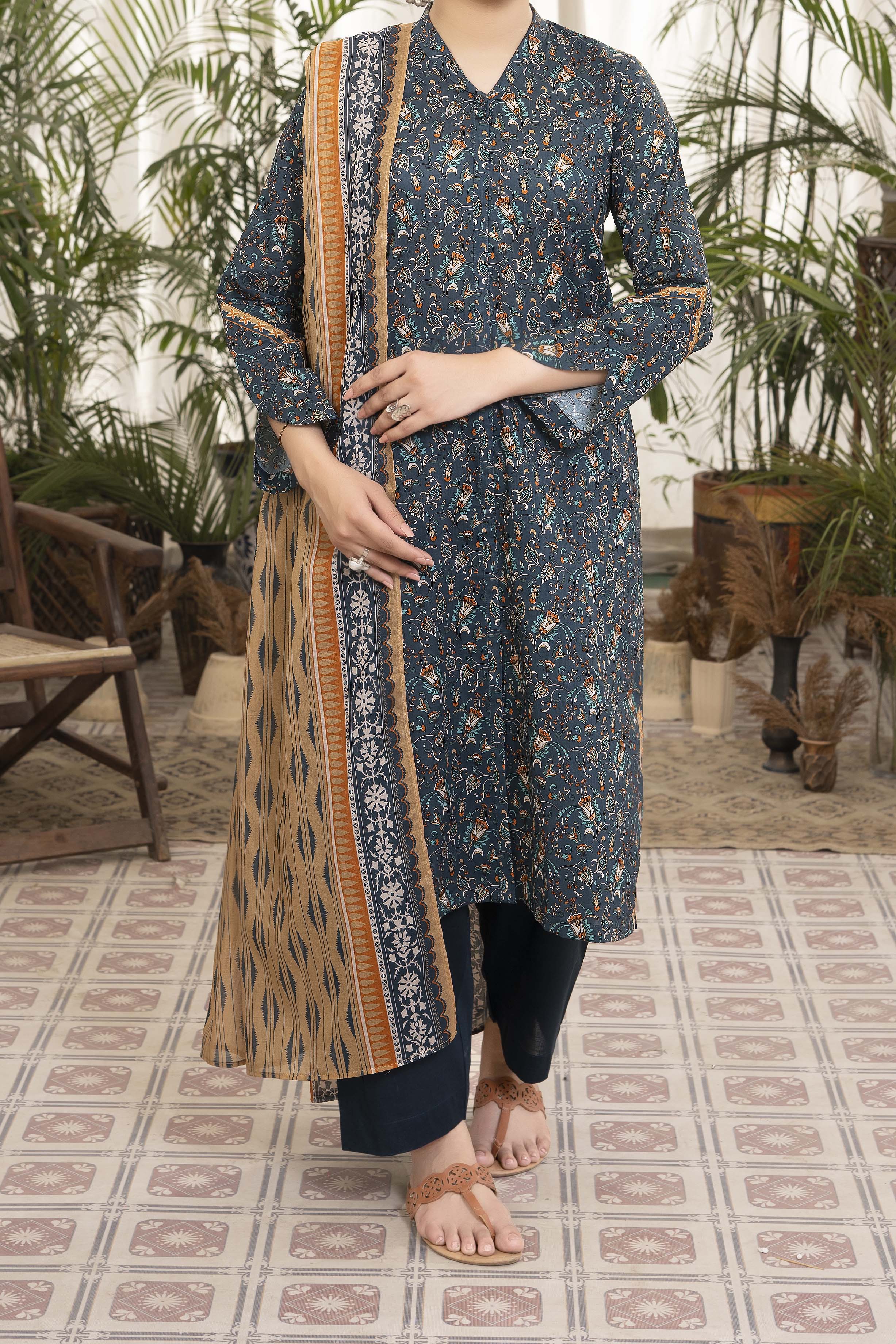 NUSL3309 Printed Lawn Suit - Unstitched 3Pc