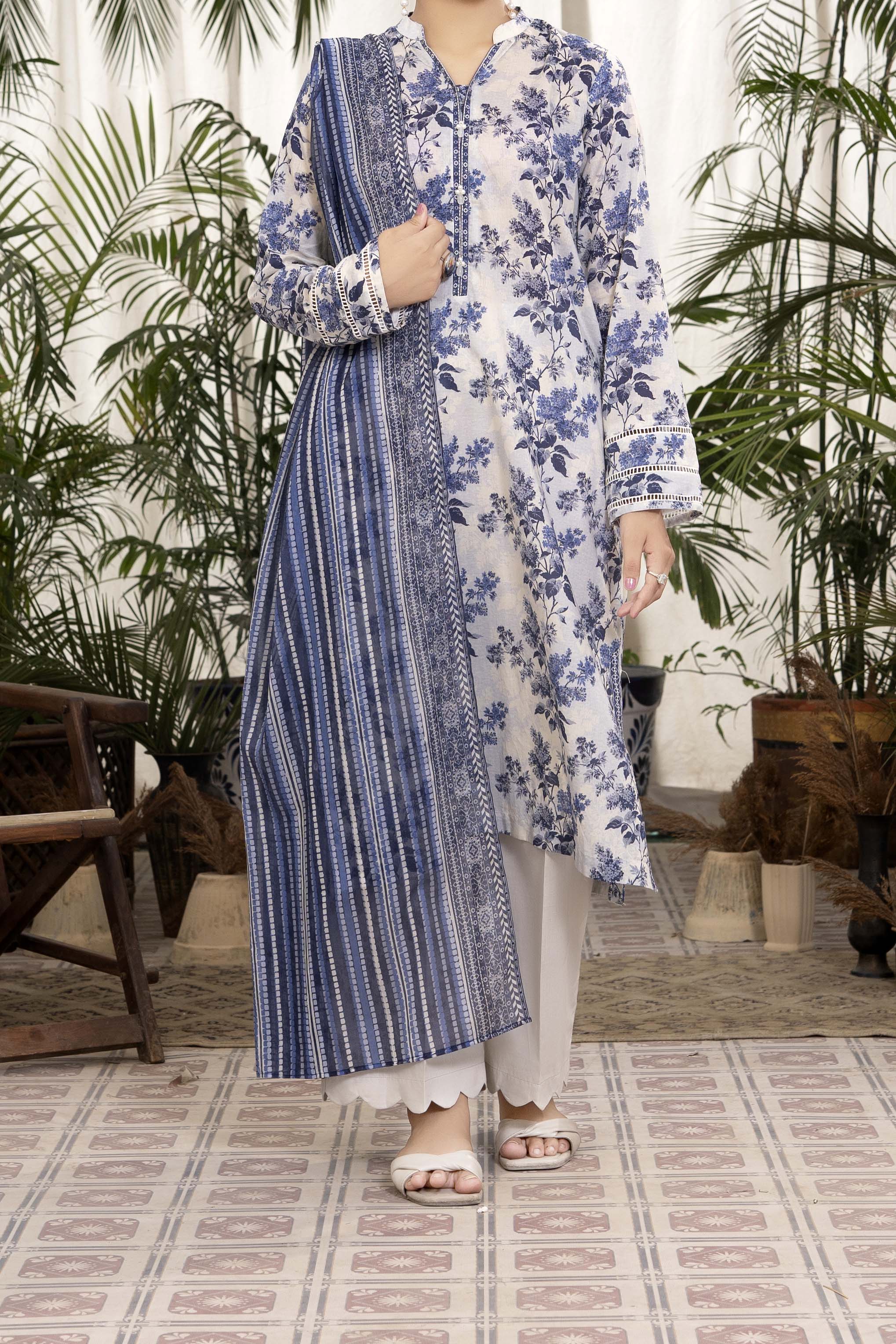 NUSL3346 Printed Lawn Suit - Unstitched 3Pc