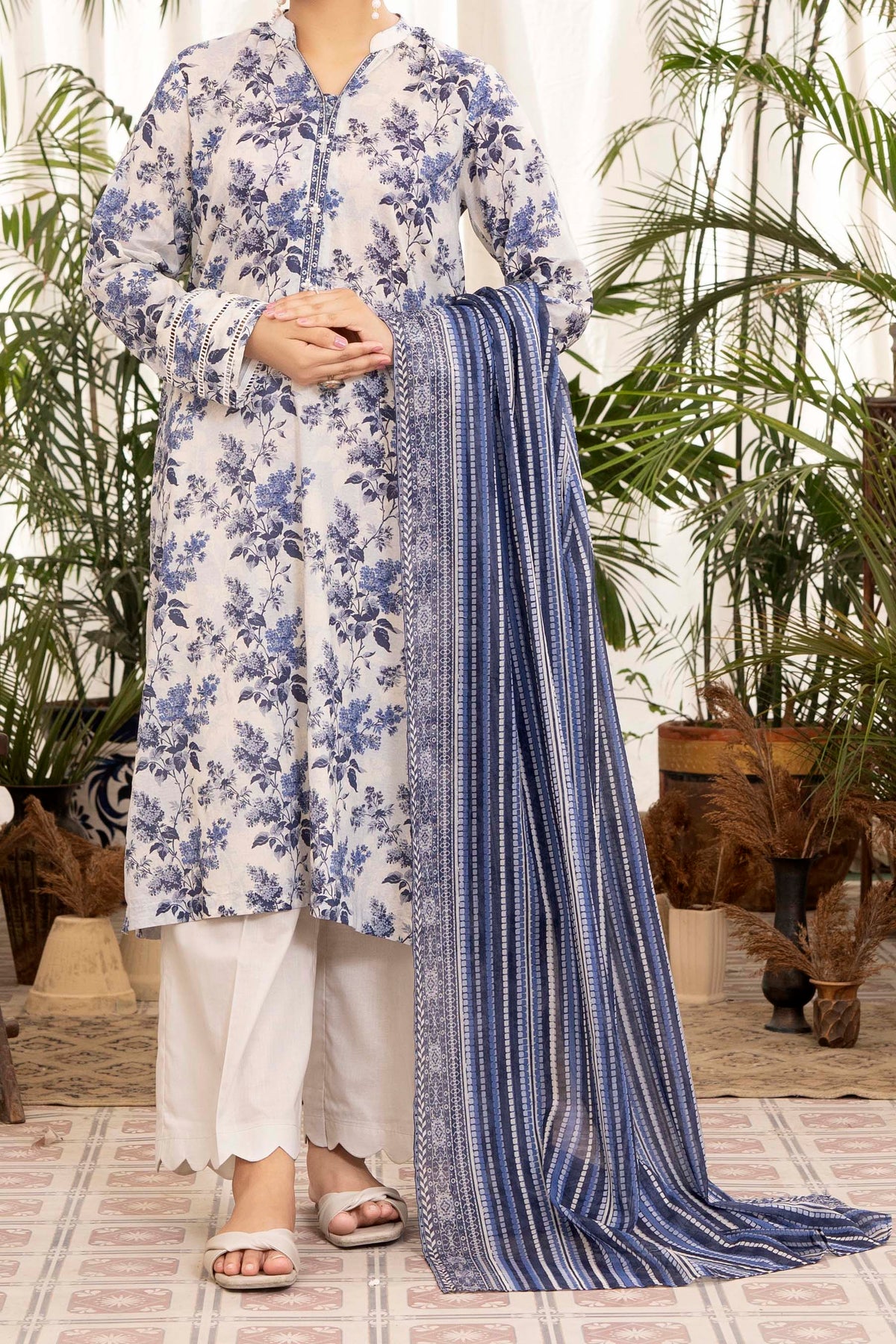 NUSL3346 Printed Lawn Suit - Unstitched 3Pc