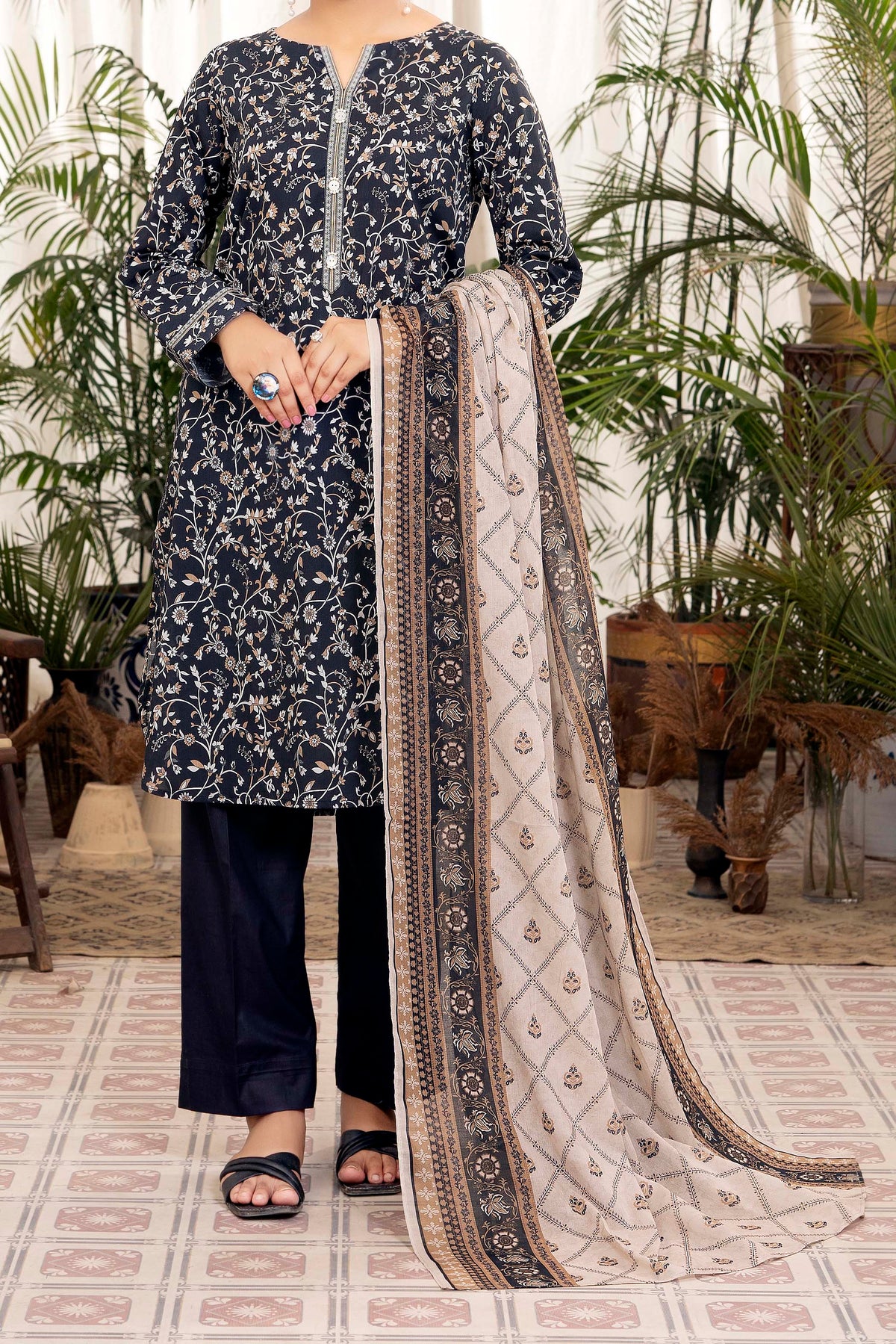 NUSL3323 Printed Lawn Suit - Unstitched 3Pc