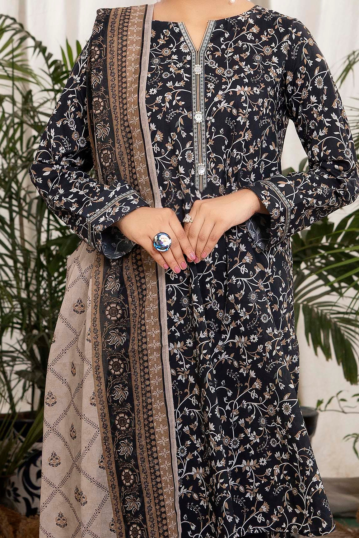 NUSL3323 Printed Lawn Suit - Unstitched 3Pc