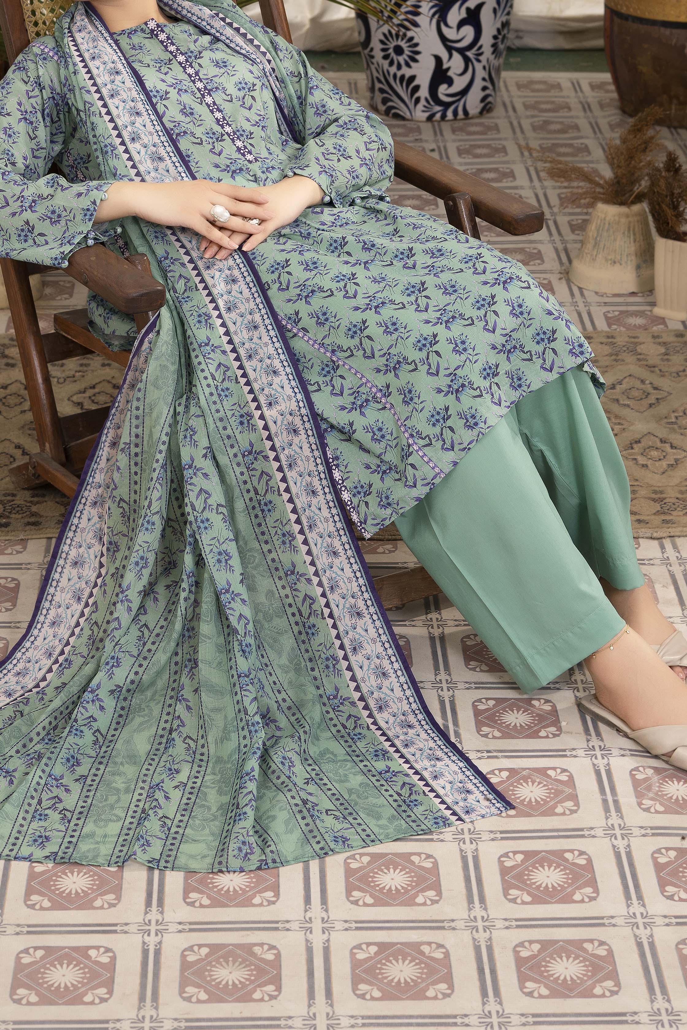 NUSL3316 Printed Lawn Suit - Unstitched 3Pc