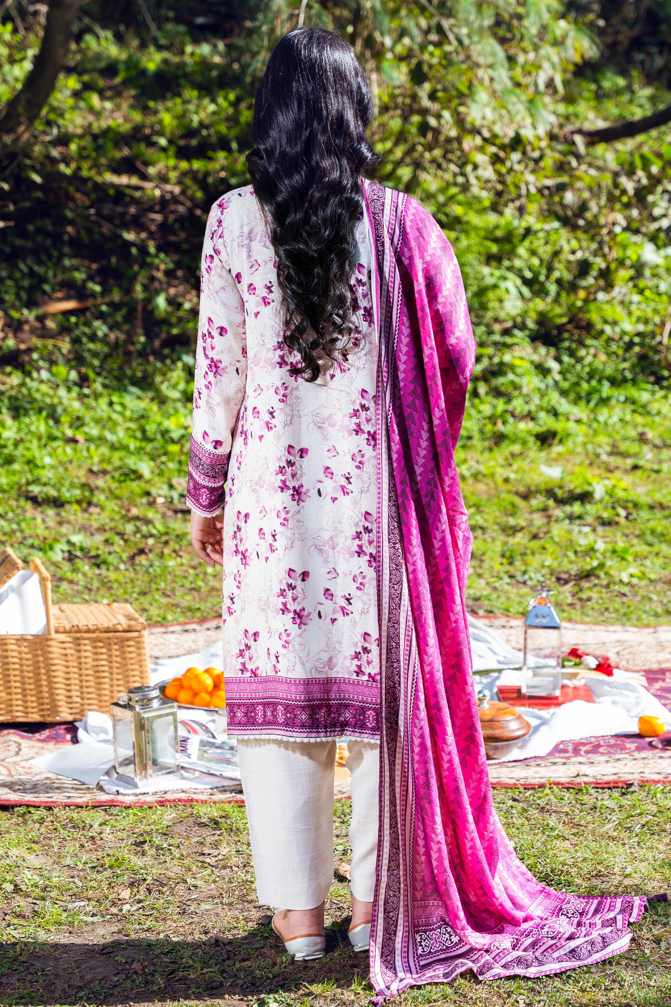 WISTERIA - Peach Printed Unstitched Suit 3 Pc - 3188