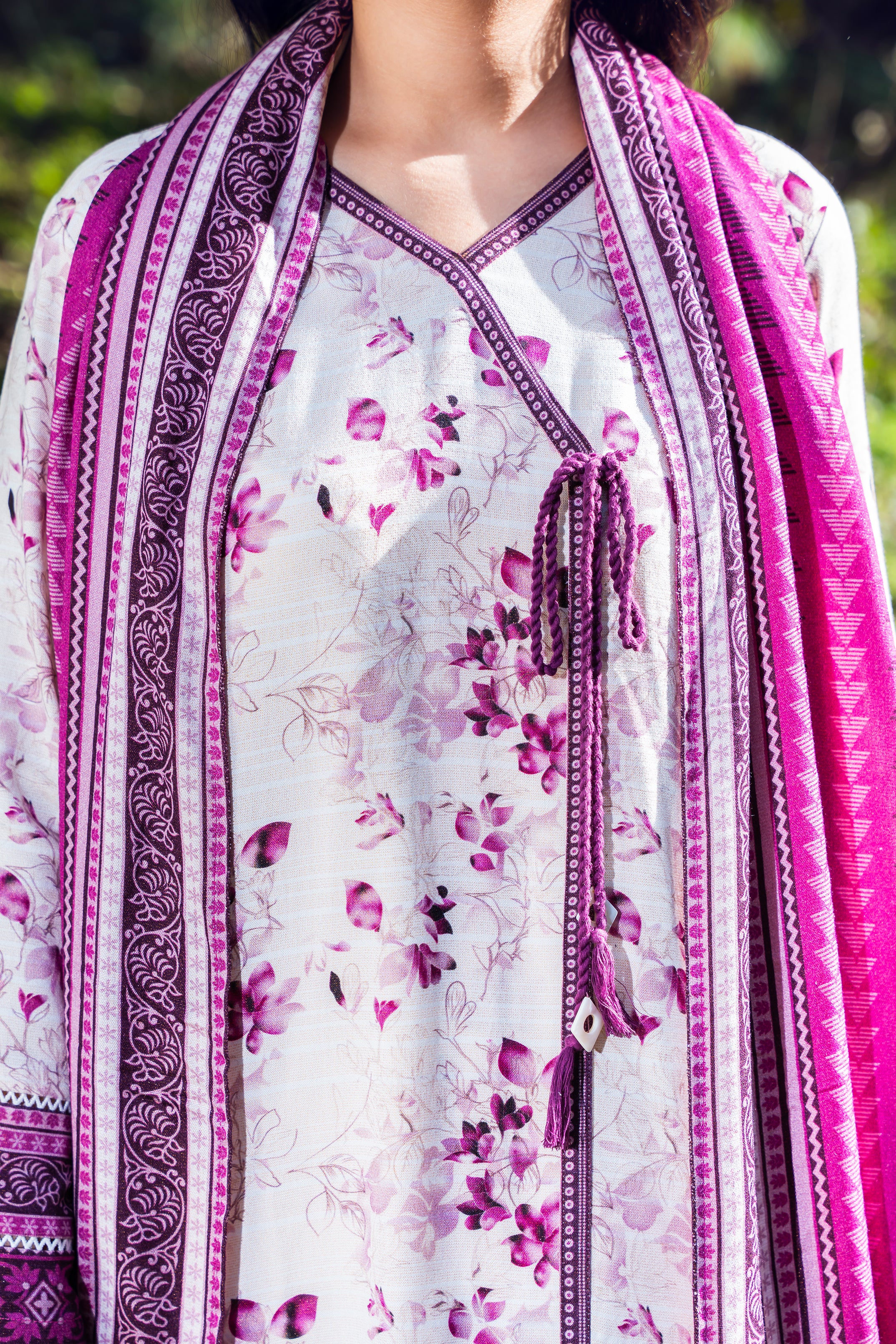 WISTERIA - Peach Printed Unstitched Suit 3 Pc - 3188