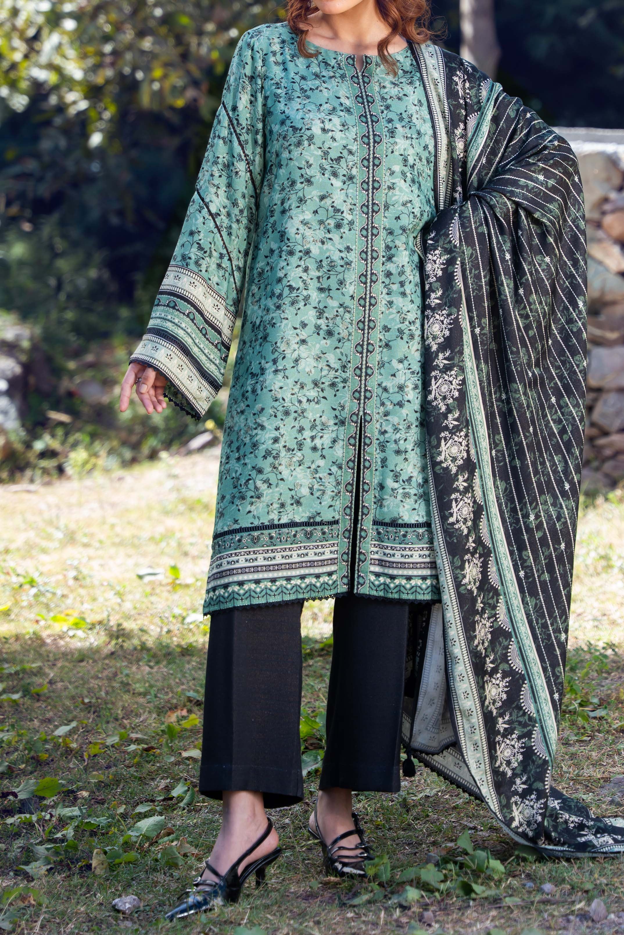 ARTICHOKE - Peach Printed Unstitched Suit 3 Pc - 3186