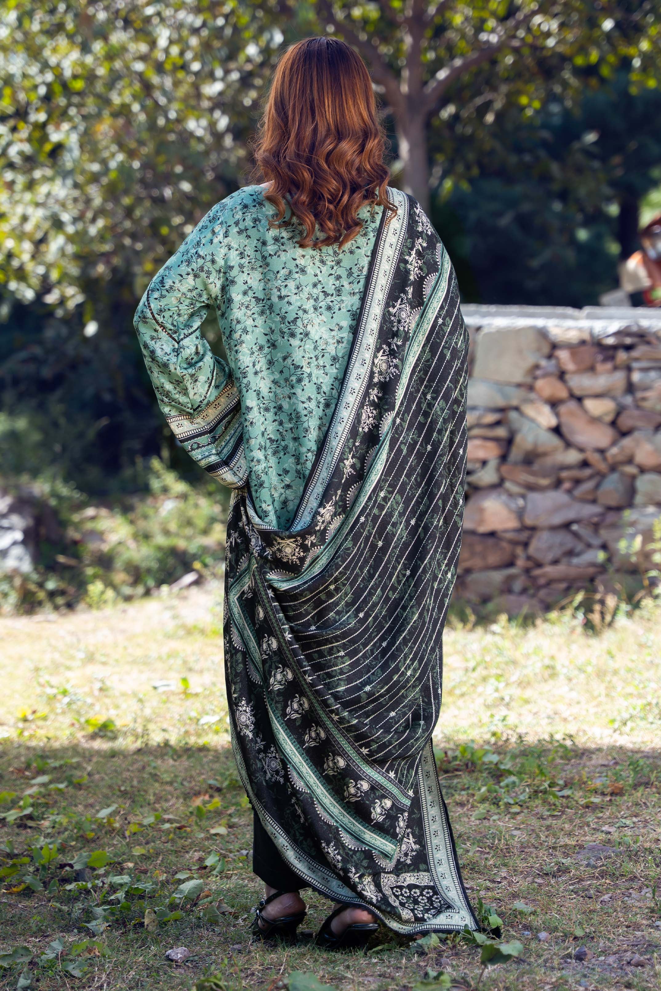 ARTICHOKE - Peach Printed Unstitched Suit 3 Pc - 3186