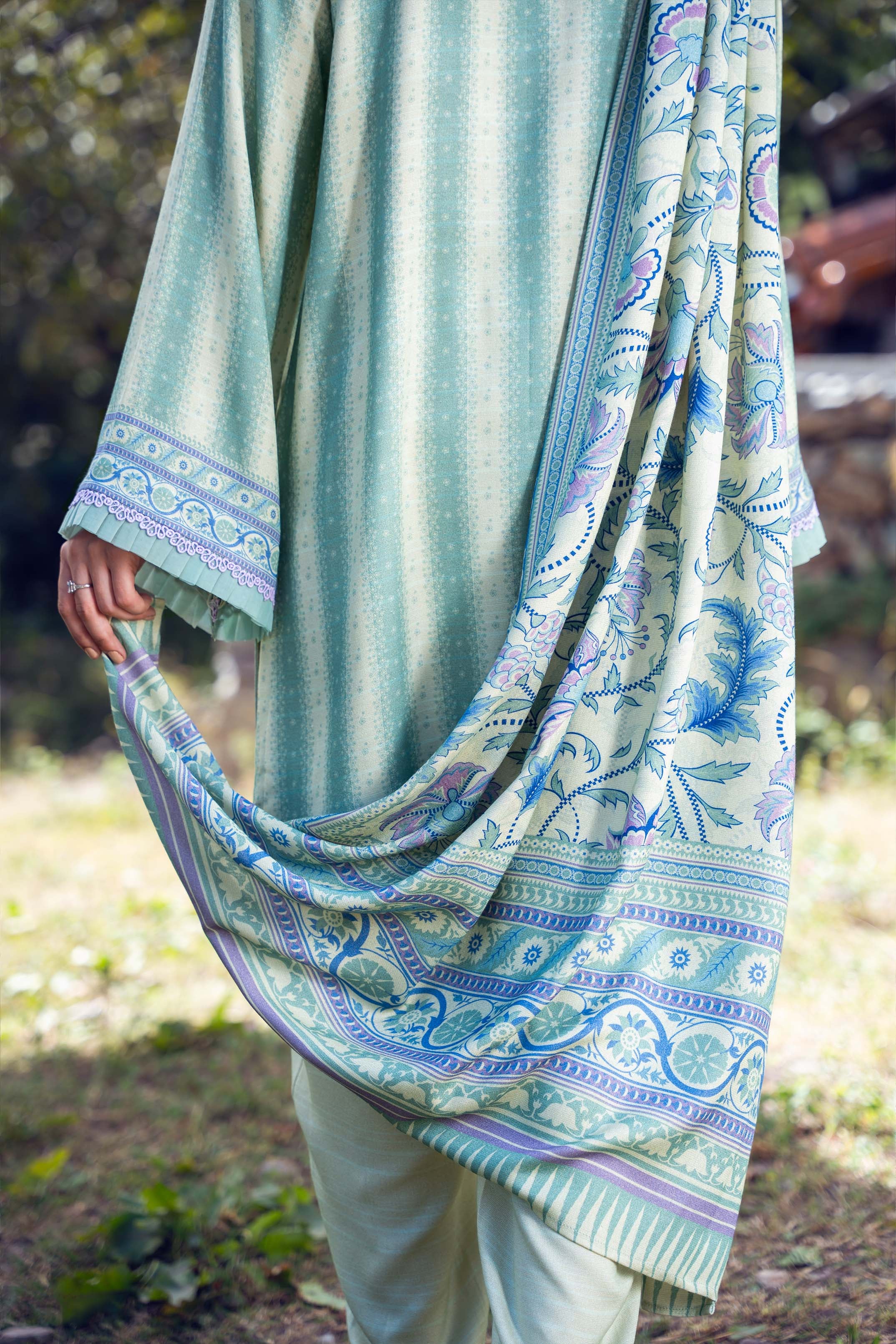 AURORA - Peach Printed Unstitched Suit 3 Pc - 3182
