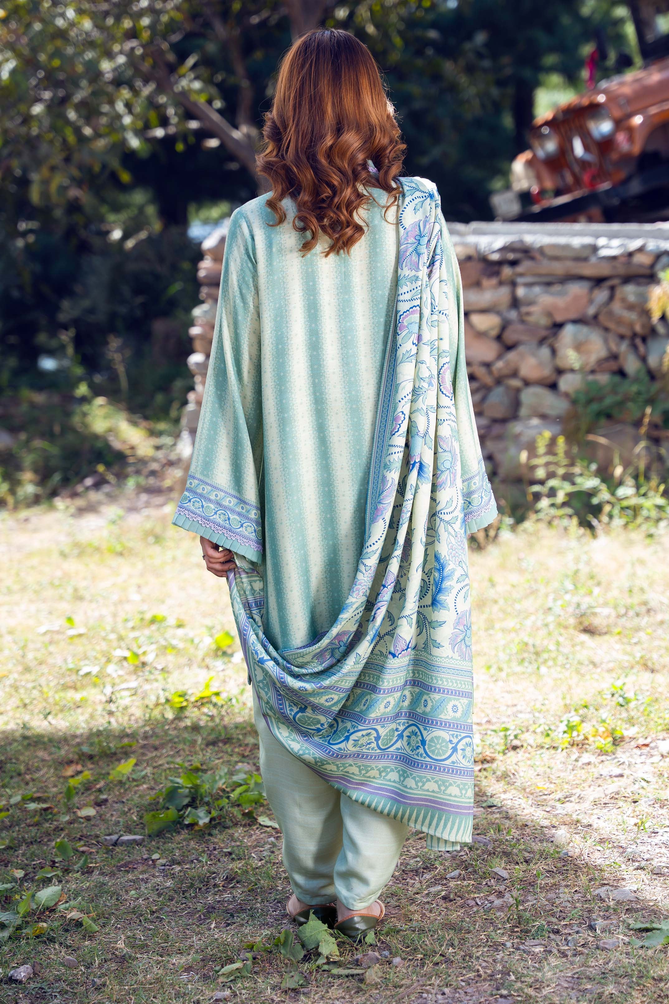AURORA - Peach Printed Unstitched Suit 3 Pc - 3182