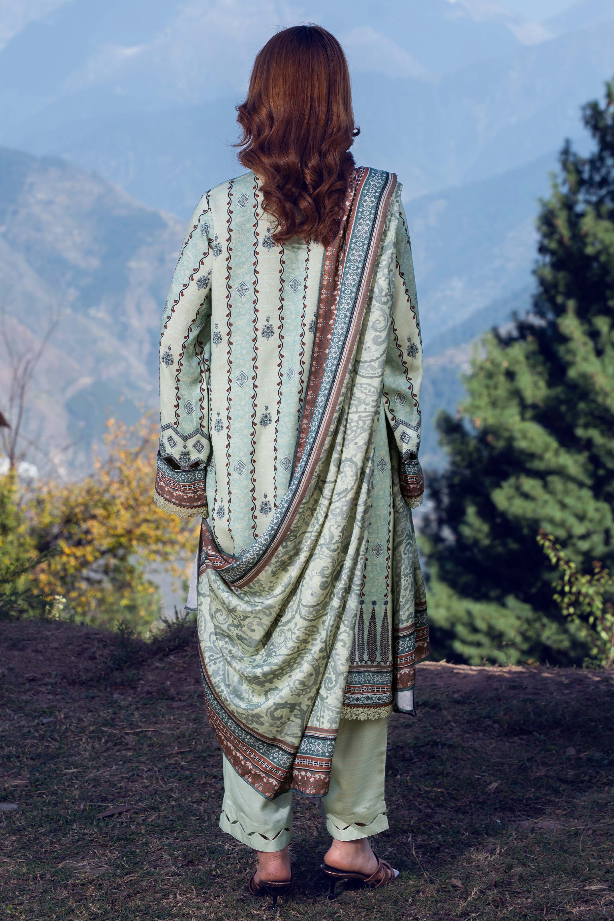 BERYL - Peach Printed Unstitched Suit 3 Pc - 3183